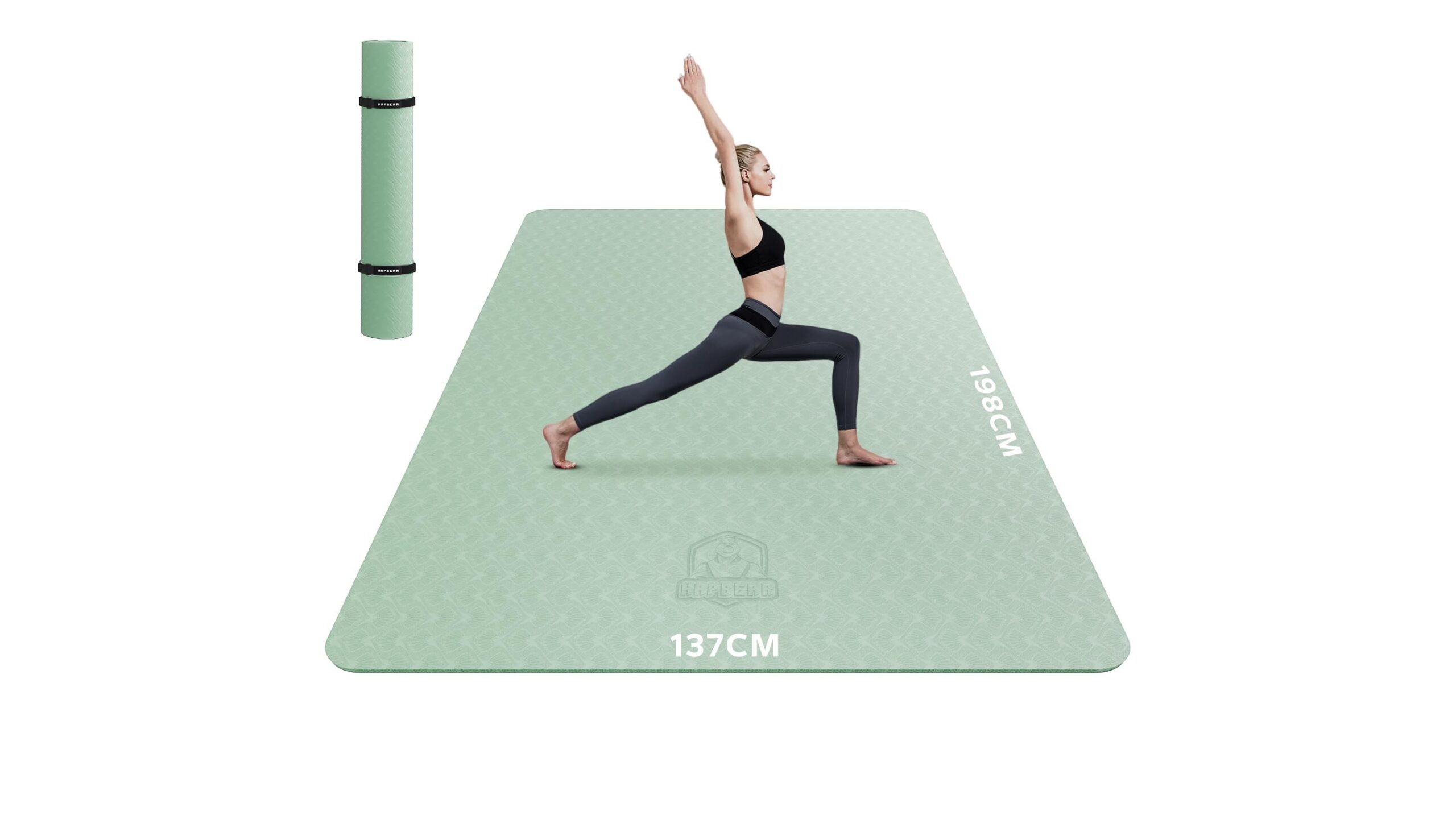 HAPBEAR large yoga mat, extra-wide non-slip mat for home workouts with accessories at a great Amazon price