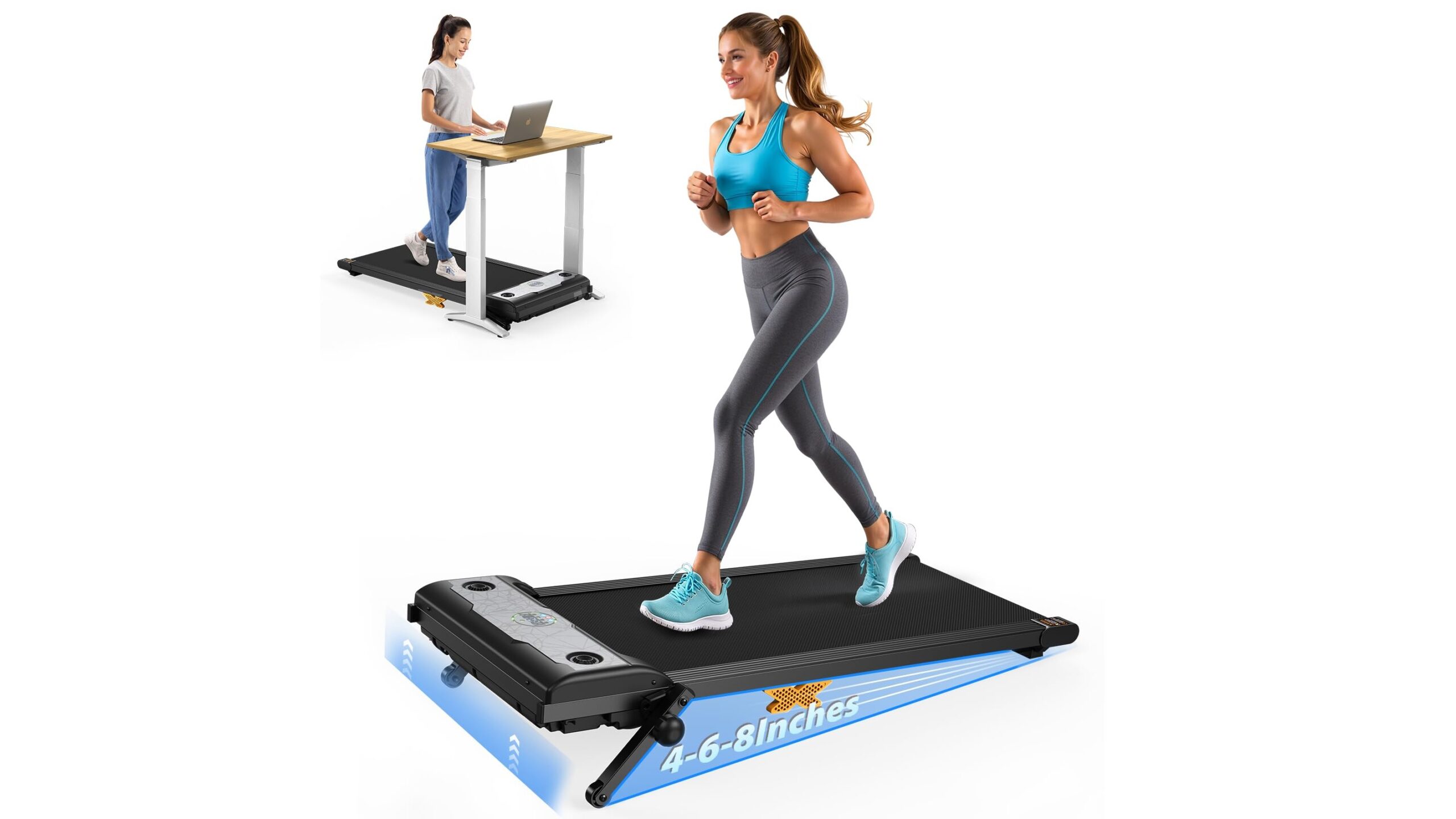 SERVFIT walking pad with incline, 3-in-1 under desk treadmill for active home offices