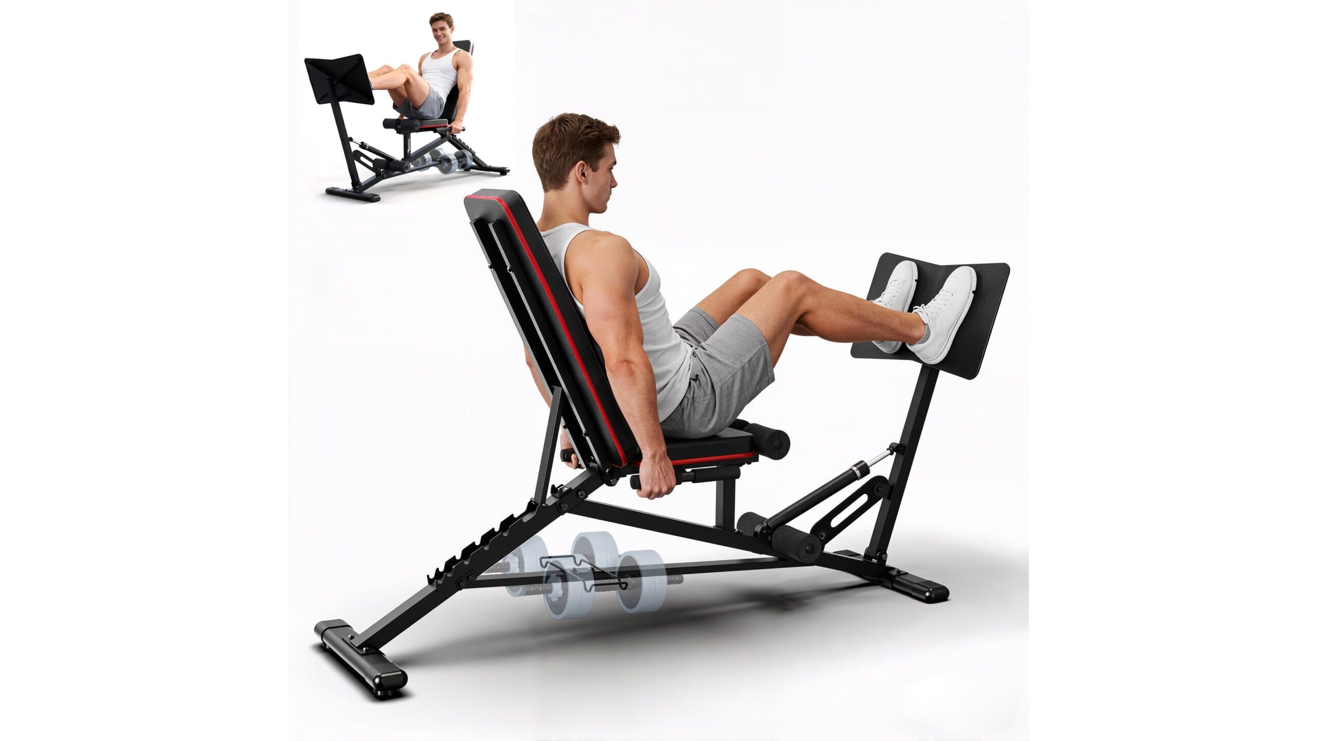 PASYOU leg press machine and adjustable weight bench, a compact full body station for serious home gyms