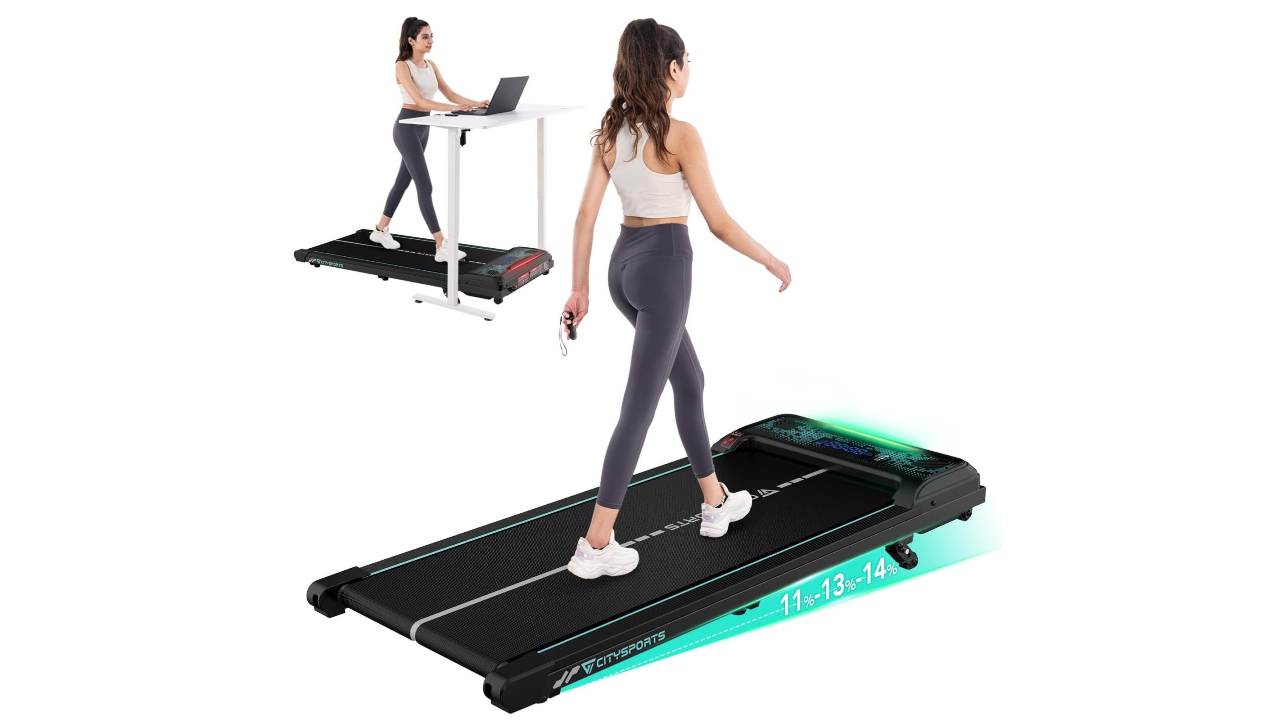 CITYSPORTS Walking Pad with Incline, the perfect under-desk treadmill for working from home