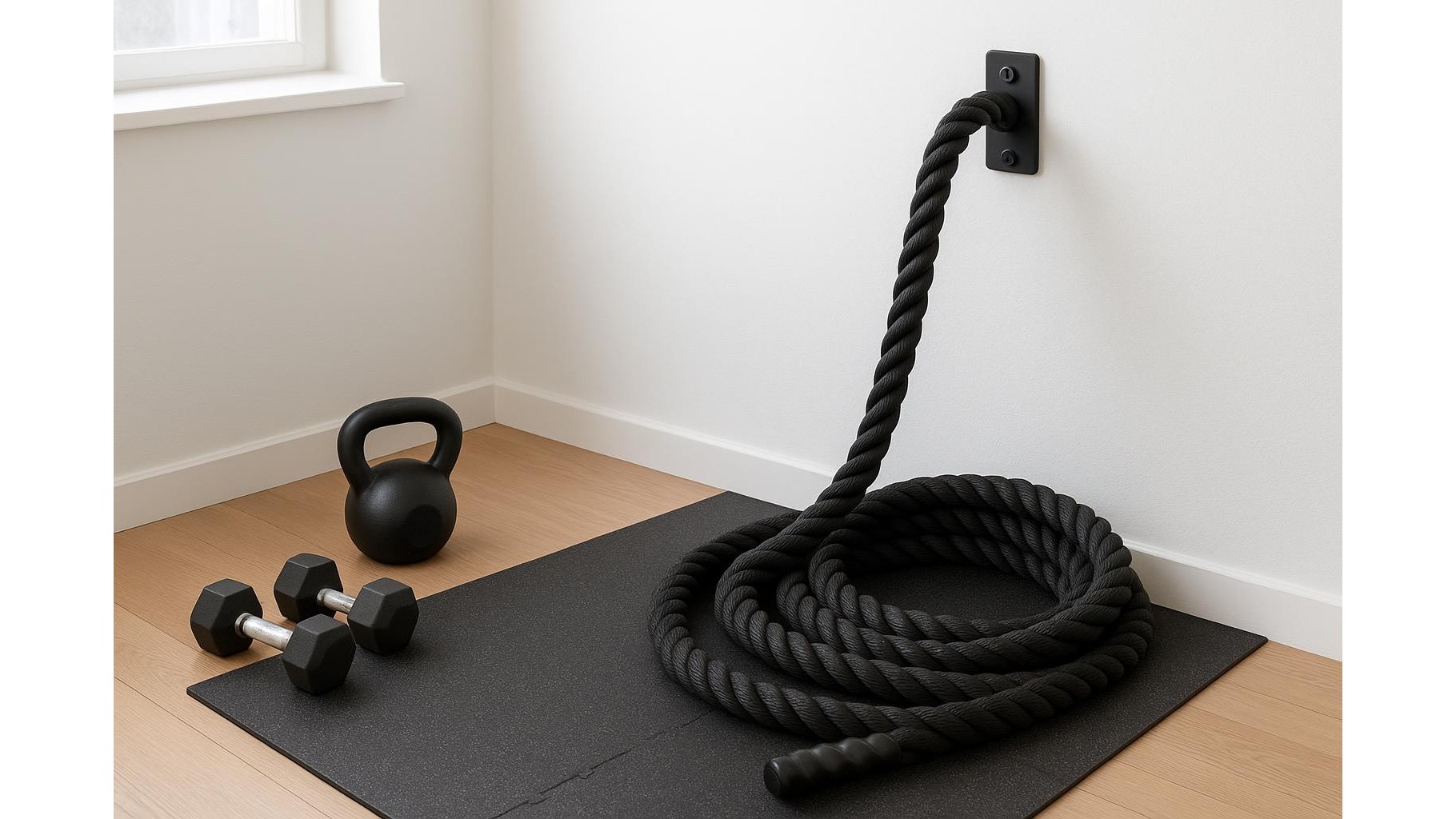 Home gym battle ropes: how to choose length, thickness and anchors for small spaces