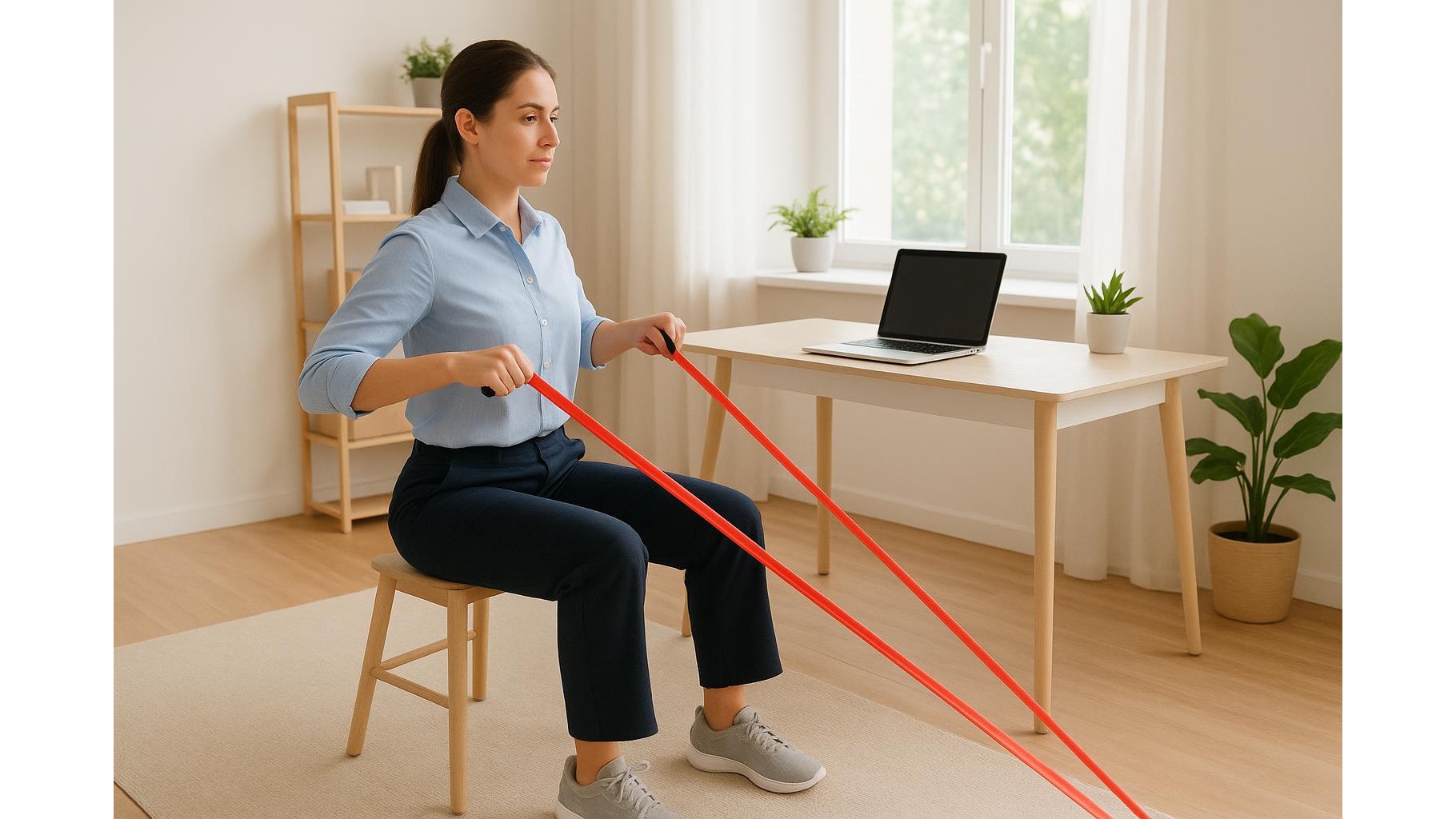 Desk break strength: 15-minute resistance band workout around your home office