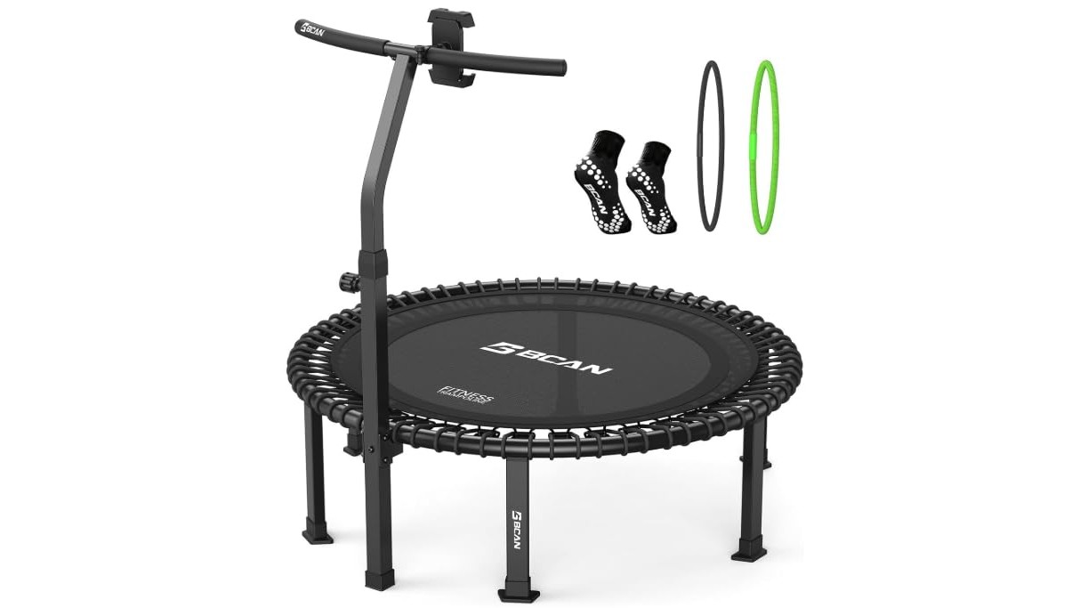 B BCAN BT4 rebounder trampoline for adults, silent cardio tool in promo su Amazon