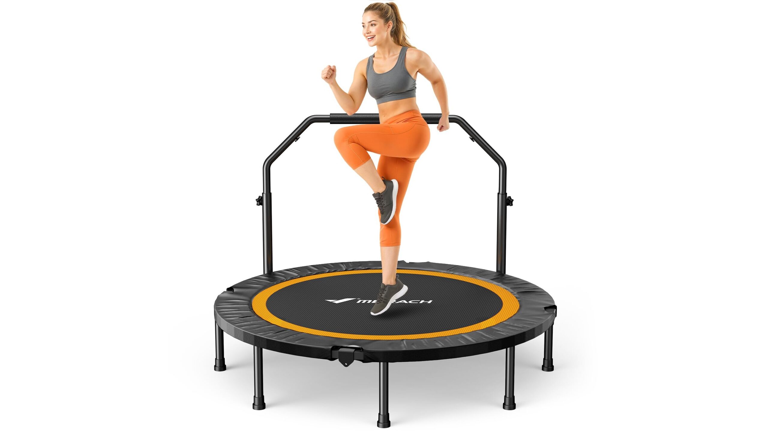 Merach mini trampoline fitness, silent rebounds for cardio and toning at home