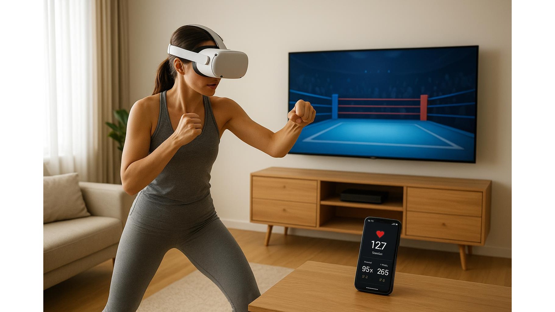 Using VR boxing games and heart rate straps to turn your living room into a serious cardio studio