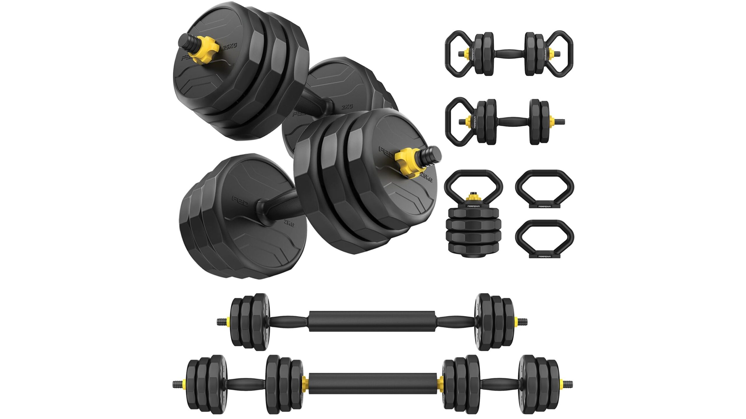 FEIERDUN 5-in-1 adjustable dumbbell set, smart Amazon choice for a full home strength kit