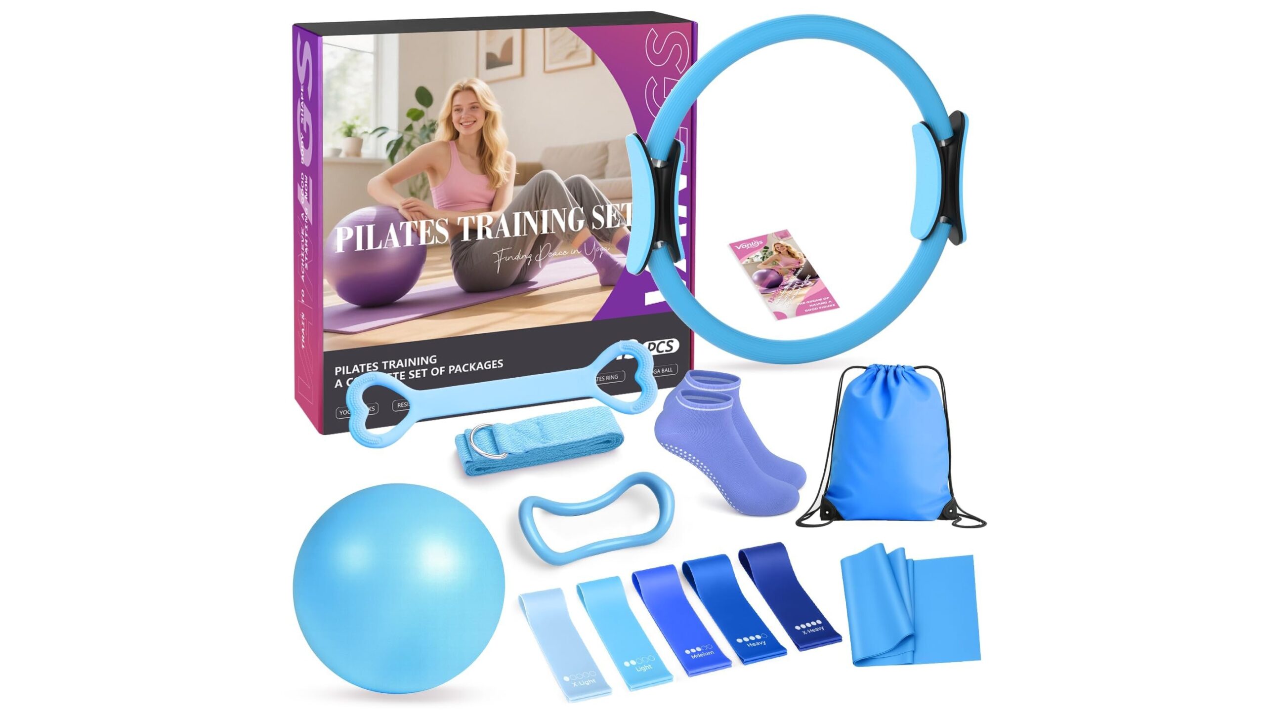 Complete 13-piece Pilates kit for women at home, a compact studio-style setup on Amazon