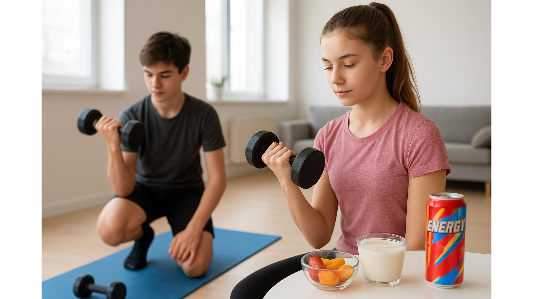 Supplements and energy drinks for teens training at home: what parents should really know