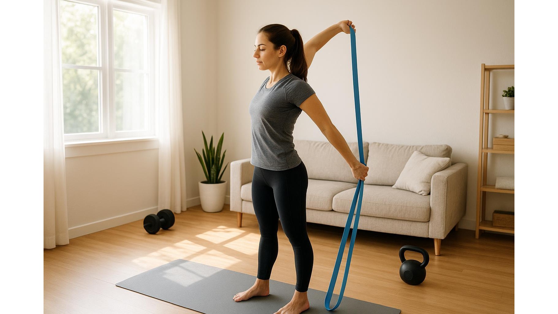 Morning band routine for stiff shoulders and hips: 12-minute mobility flow you can do at home