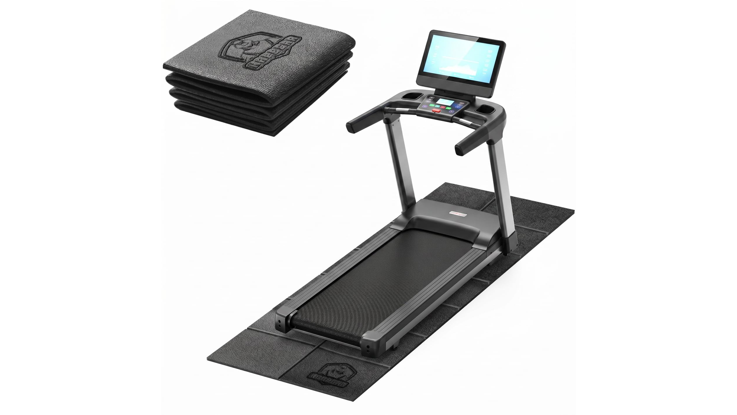 HAPBEAR foldable treadmill mat, floor protection for bikes and cardio machines at home