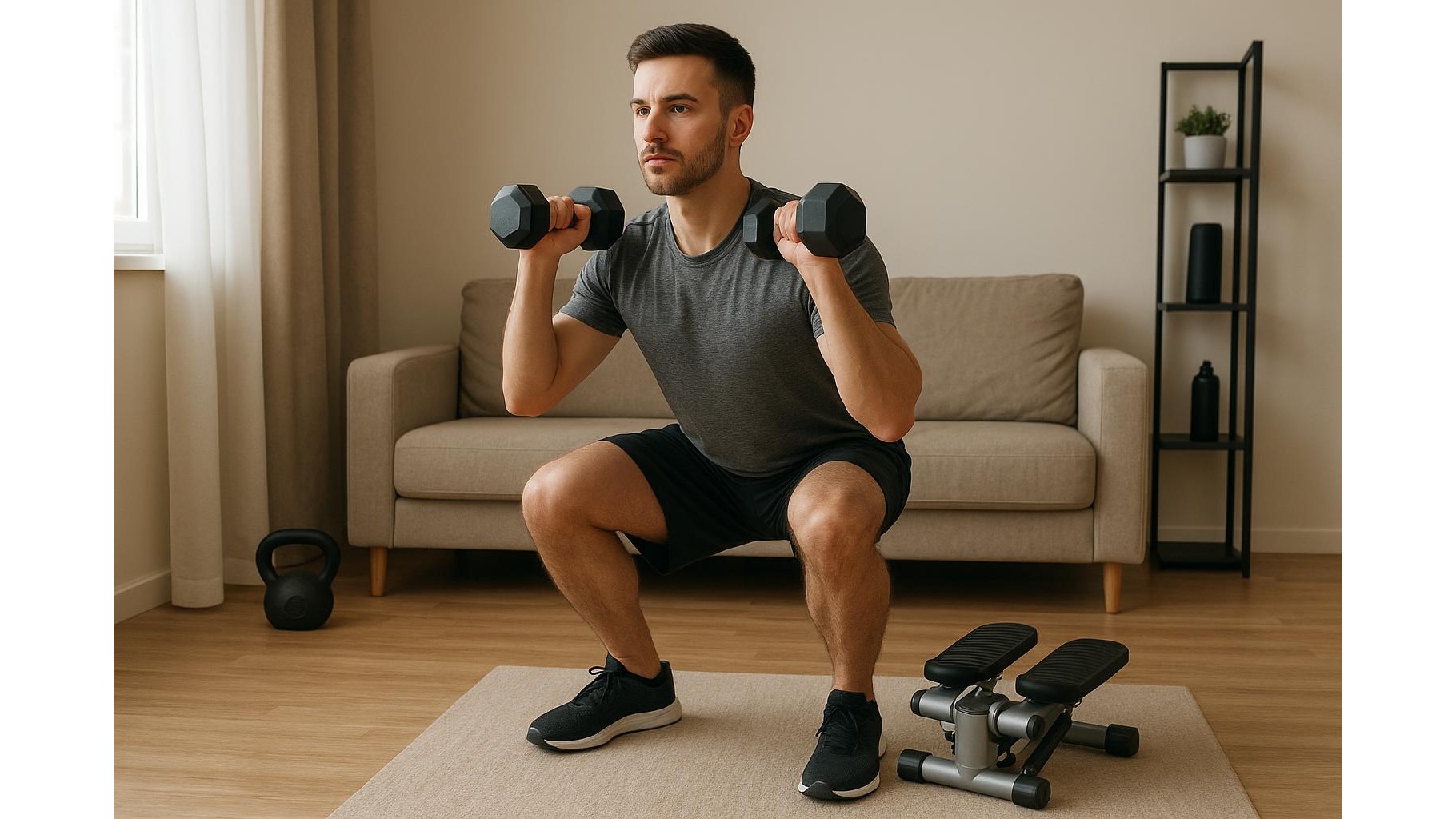 Dumbbells and mini stepper strength circuit: 40-minute home workout for busy days