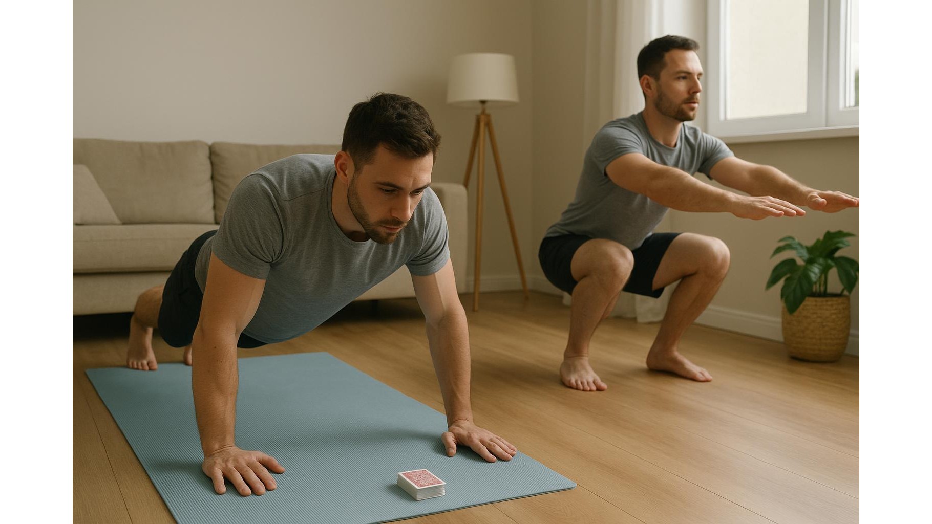 Deck-of-cards home workout: full body gamified routine using only bodyweight and a mat