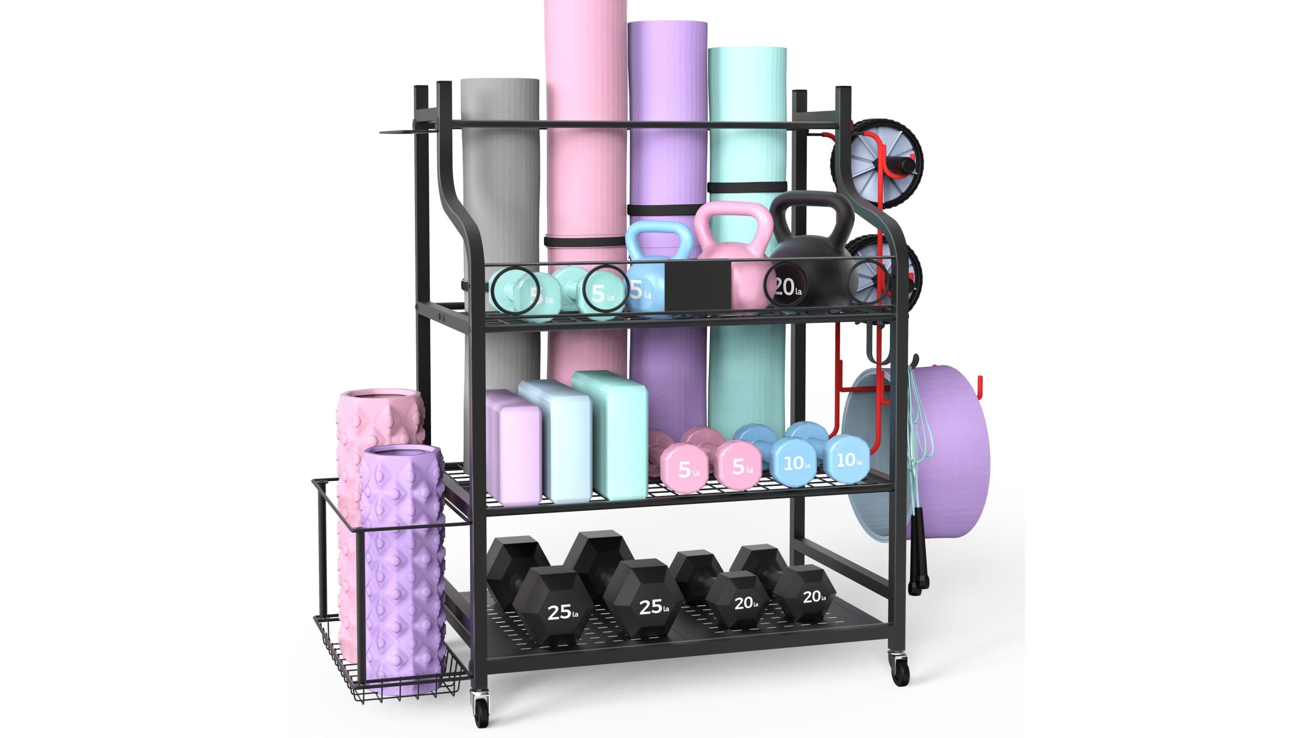 ZACHVO dumbbell rack with wheels, space-saving storage solution for a tidy home gym