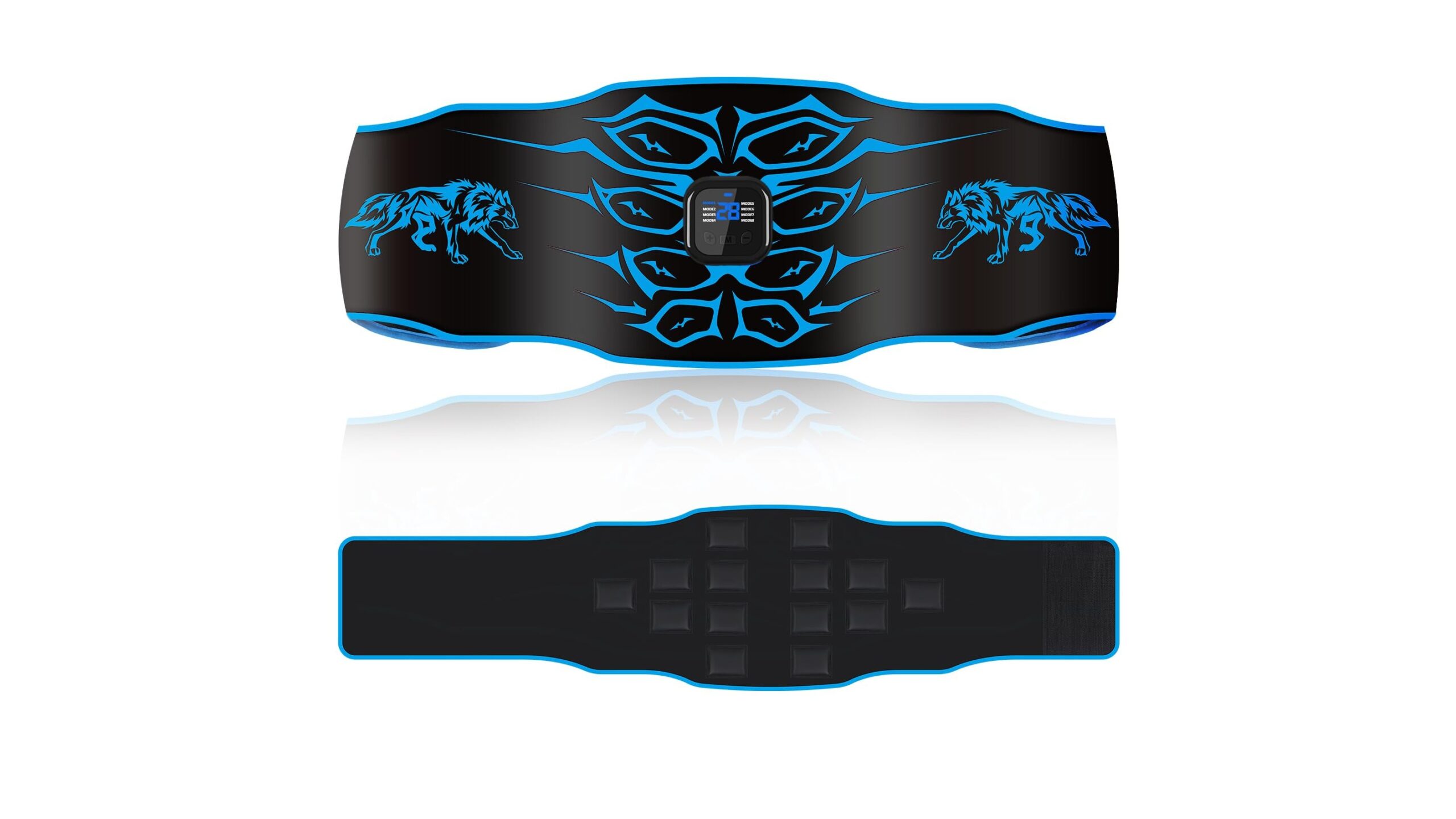 EMS muscle stimulator abs trainer, portable toning belt for low-effort core sessions at home