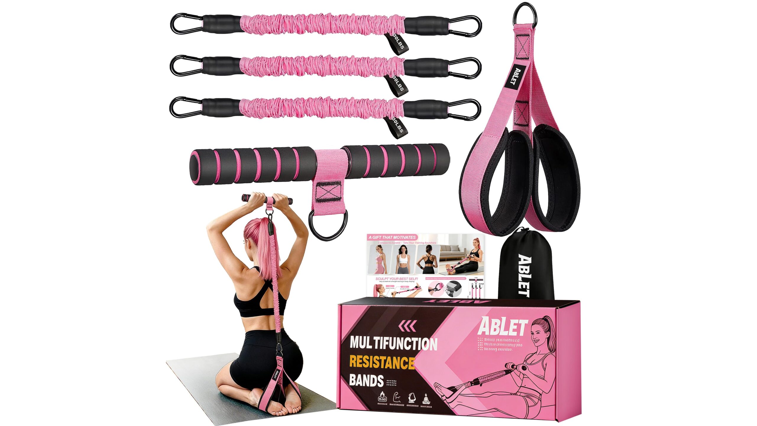 3 tube pedal resistance band, an all-in-one toning tool for tiny home workout spaces