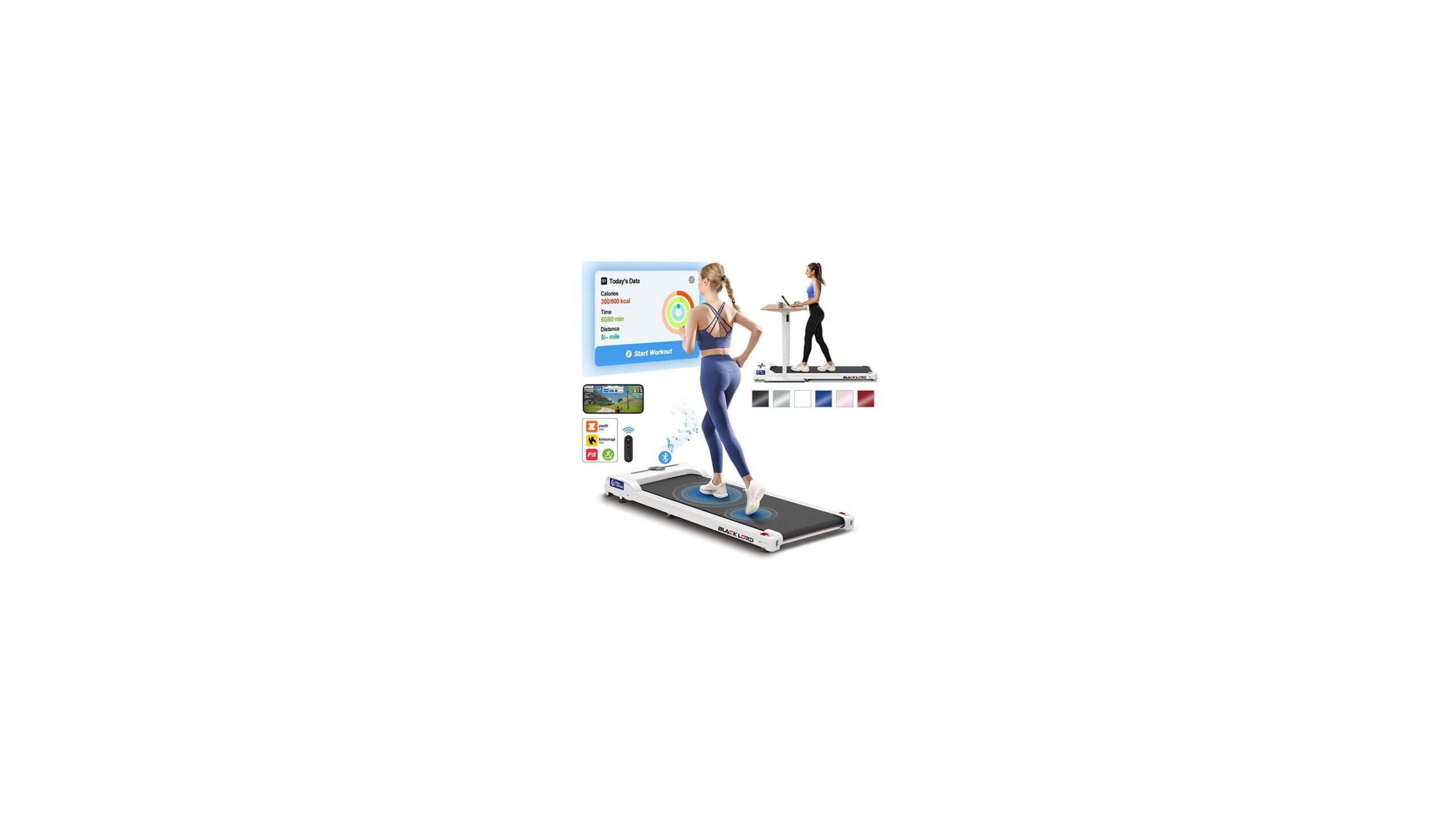 BLACK LORD flat walking pad, compact under-desk treadmill with sharp Amazon price
