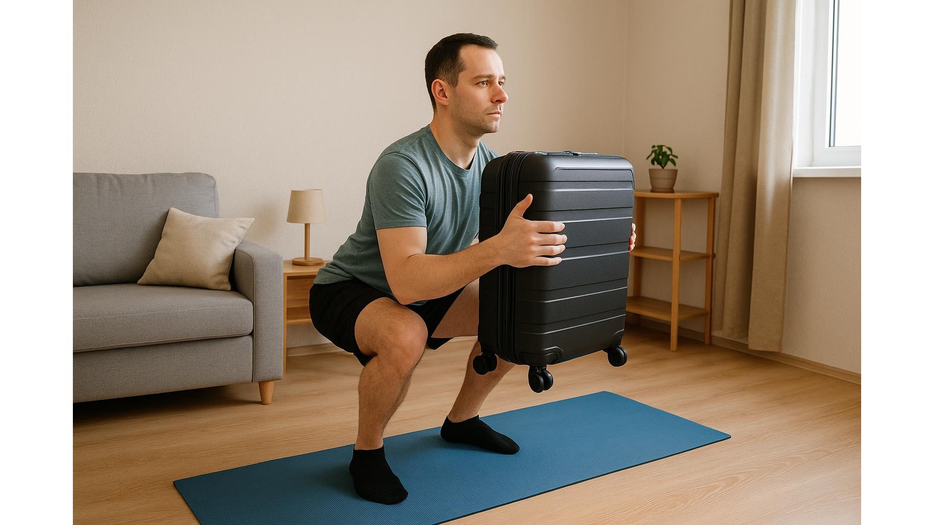 Full body suitcase workout at home: 30-minute routine with a single loaded bag