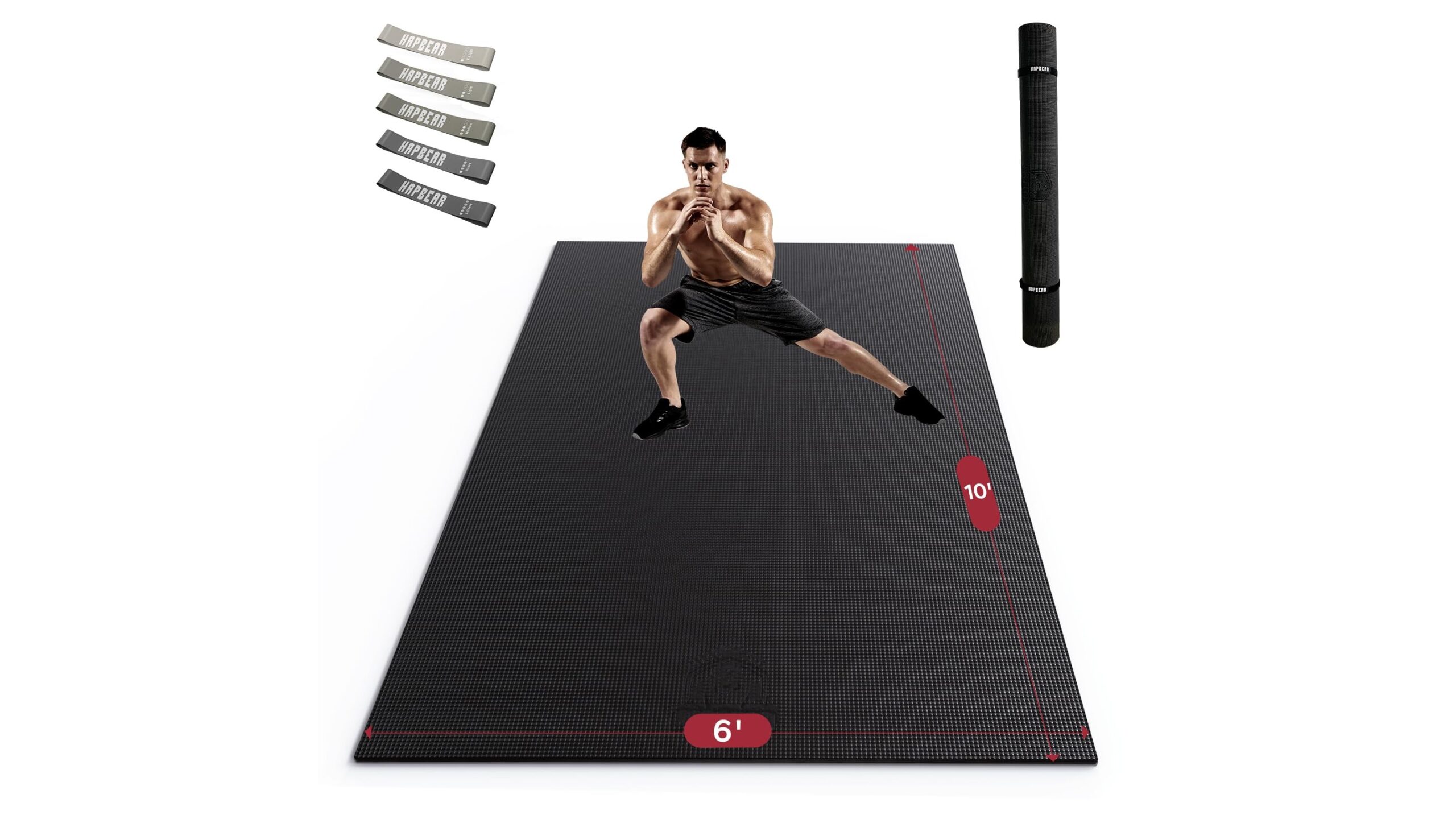 HAPBEAR large exercise mat, the oversized base that turns your living room into a real home gym