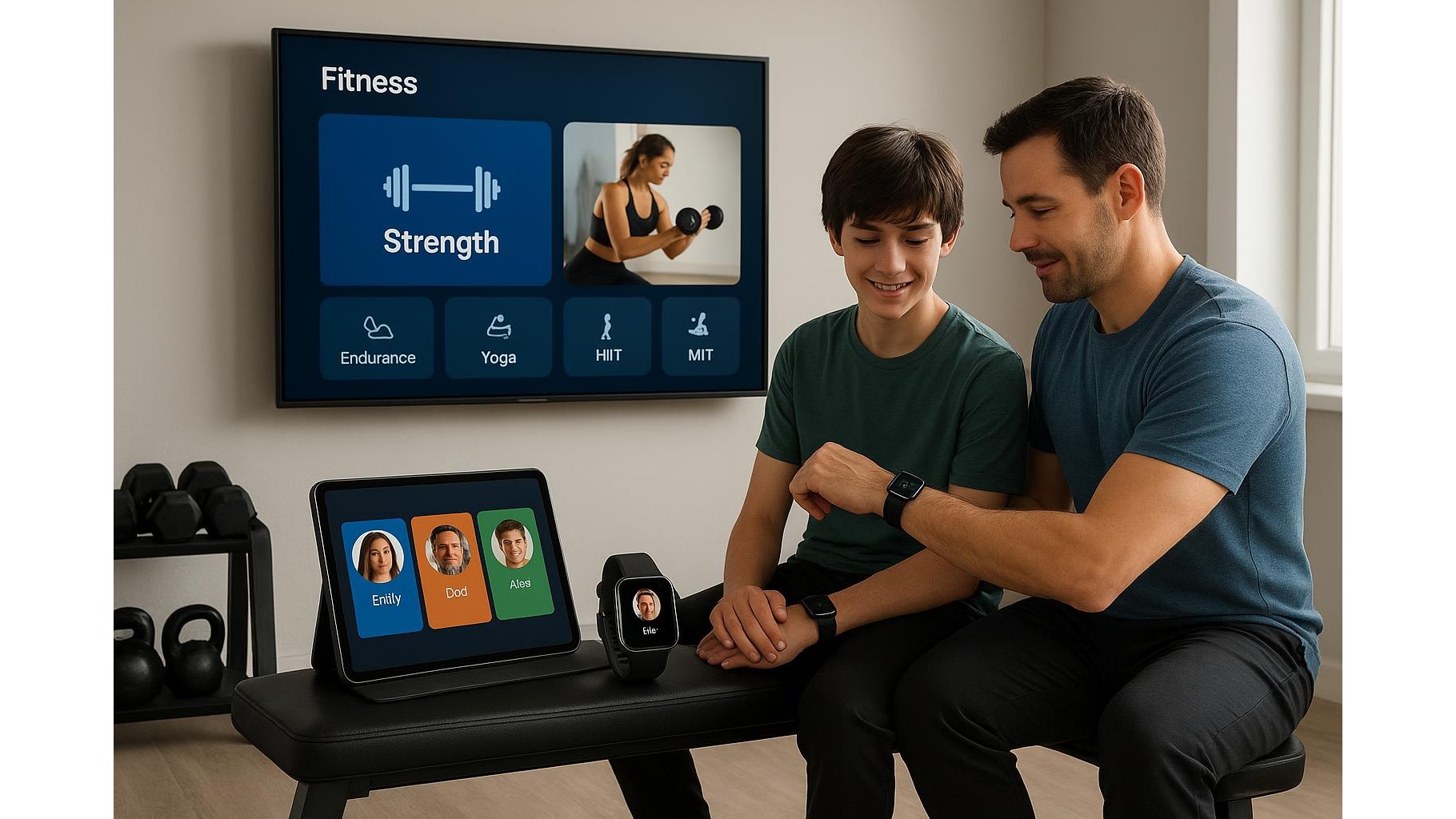 Family profiles and privacy on fitness devices: managing data for a shared home gym