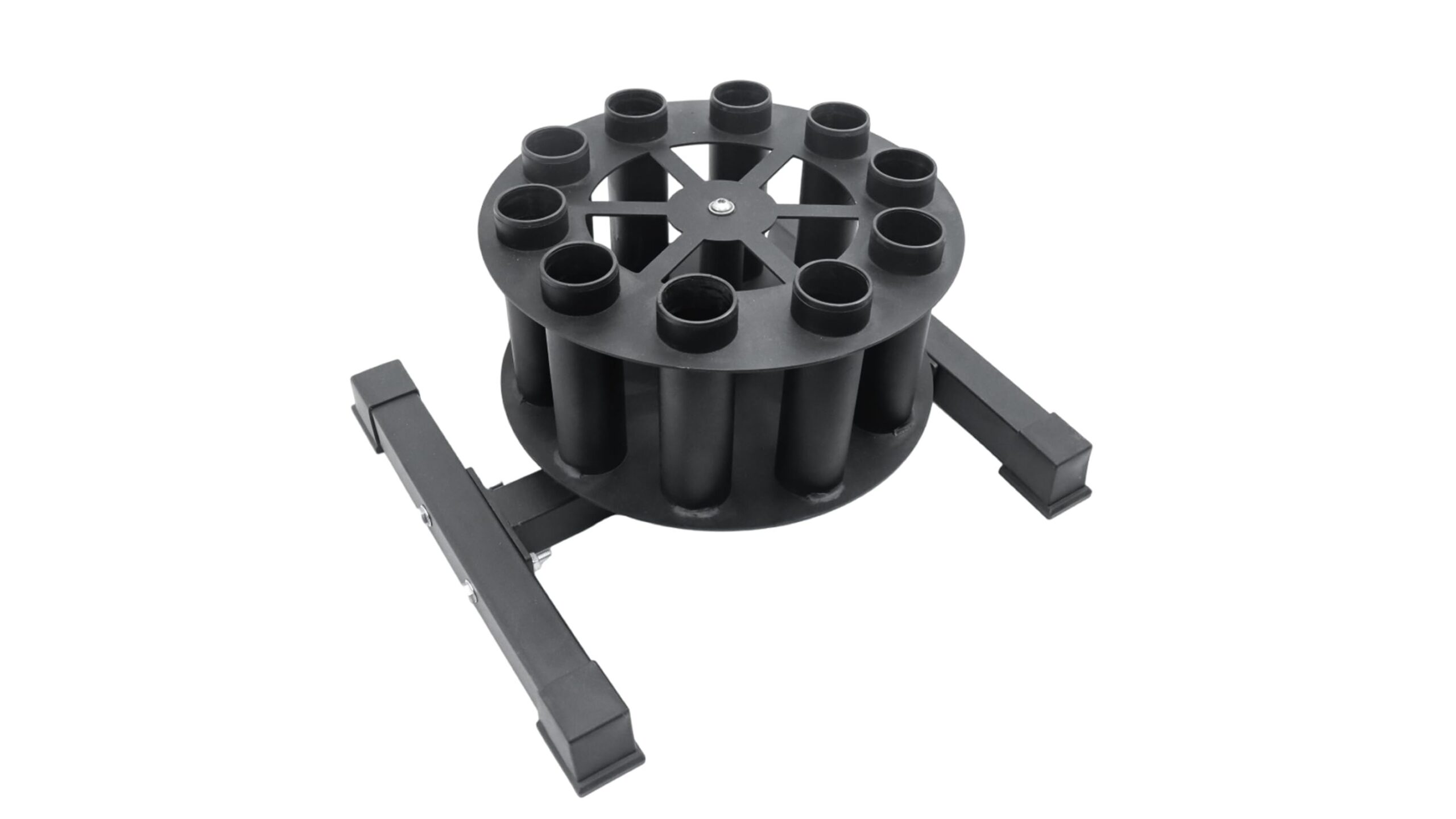 Rotatable barbell holder, the vertical rack that declutters your home gym in one move