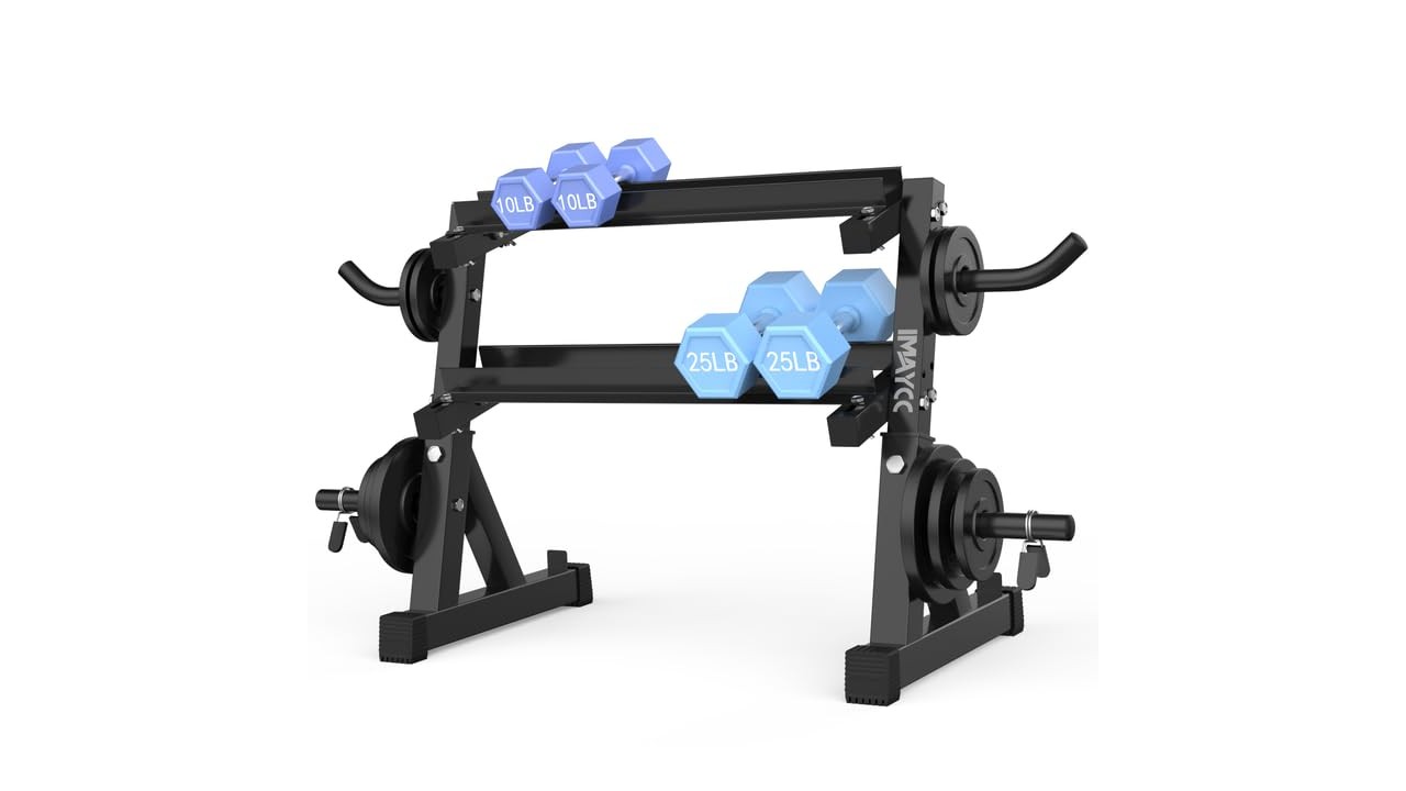 IMAYCC adjustable dumbbell rack, smart storage idea for tidy home gyms on Amazon