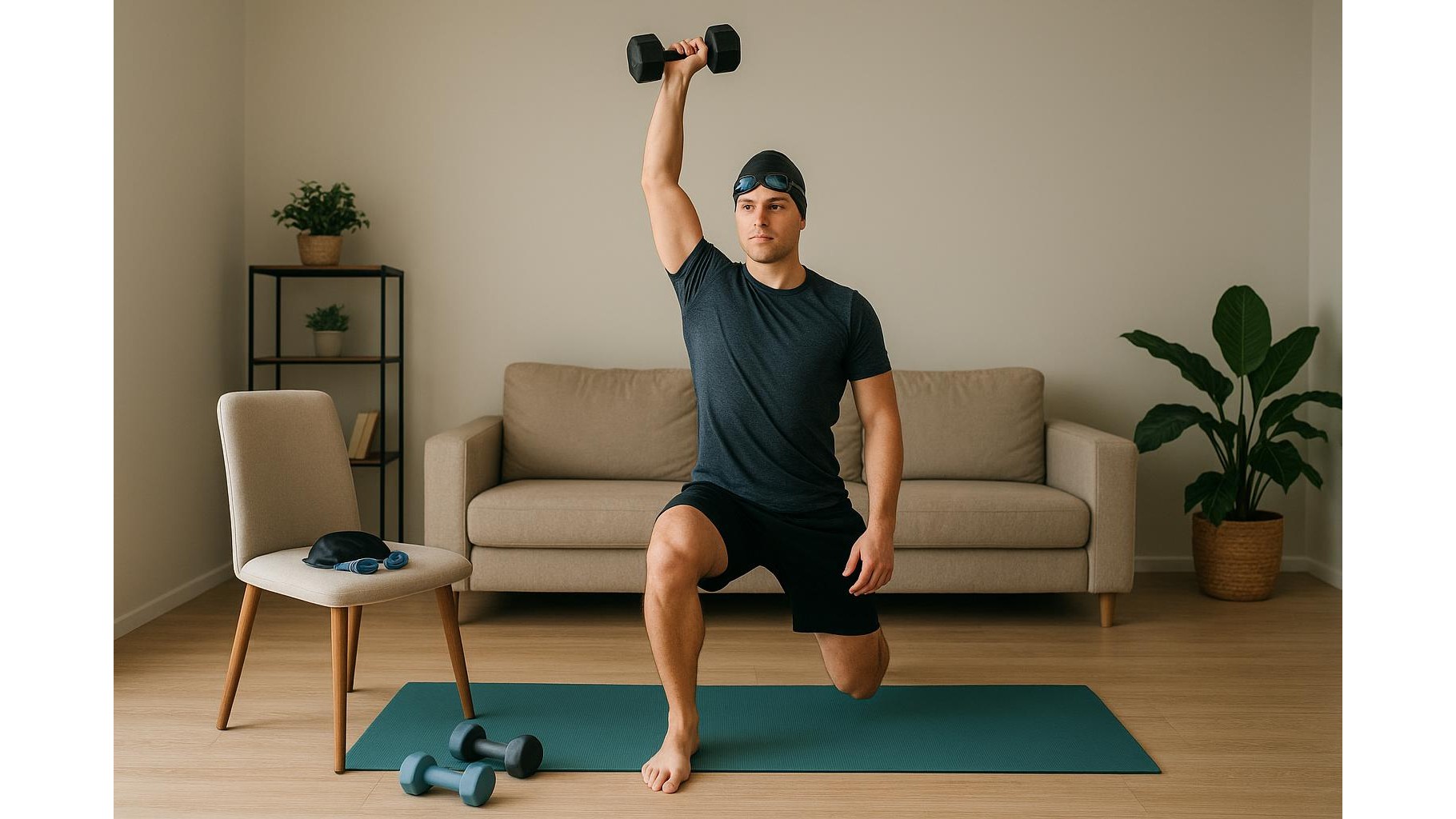 Single-dumbbell conditioning workout for home swimmers in the off-season
