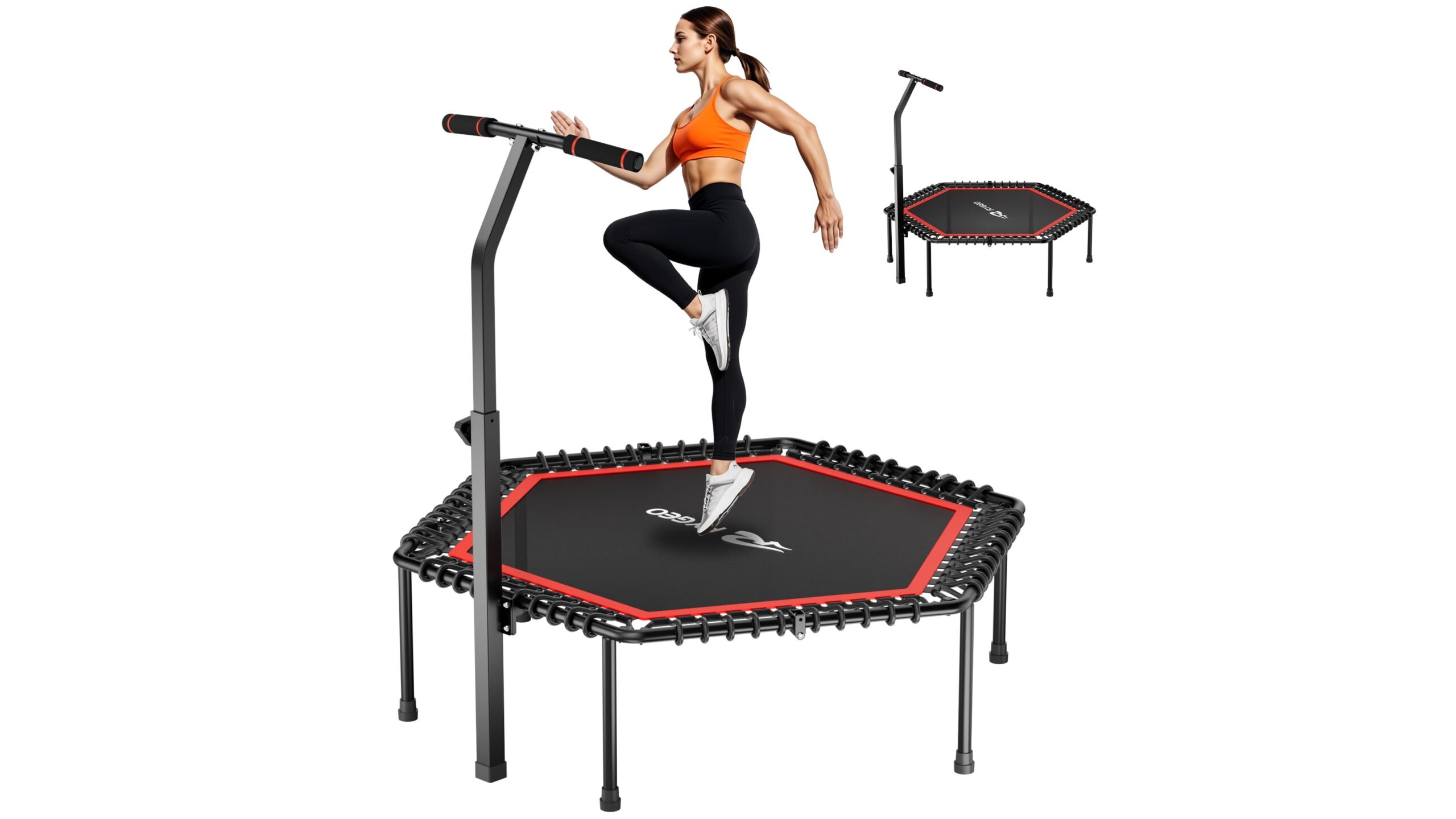 RYGEO 50” fitness trampoline, fun low-impact cardio for adults and kids in your home living room