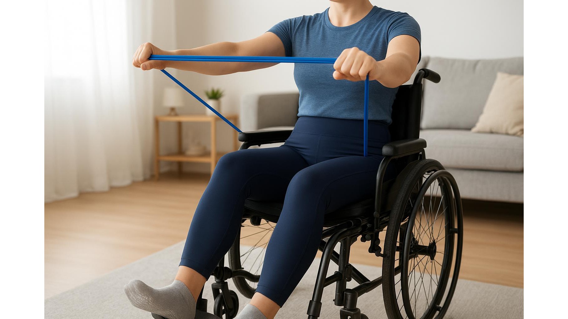 Adaptive home workout clothing for people with limited mobility or wheelchair use