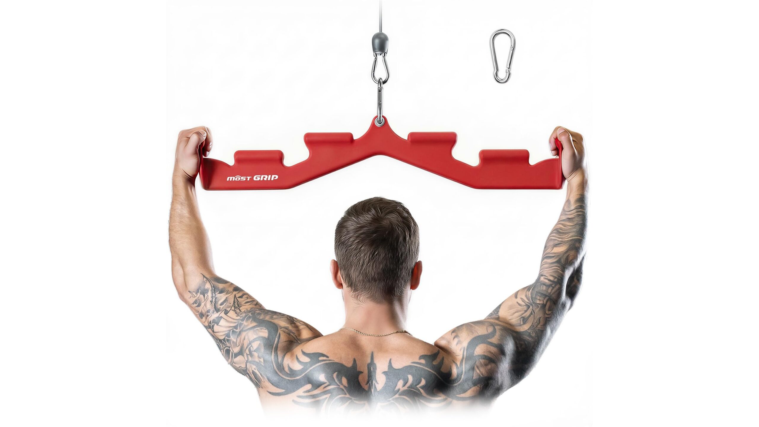Lat pull down bar with 6 ergonomic handles, a compact way to unlock full back training at home