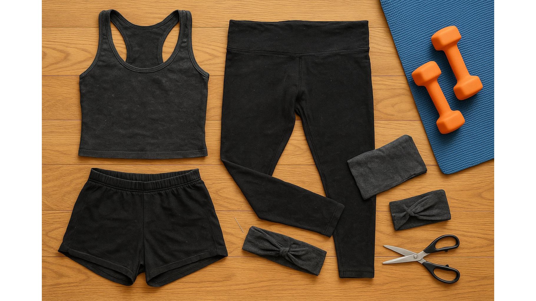 How to repair and upcycle worn home workout clothes instead of throwing them away