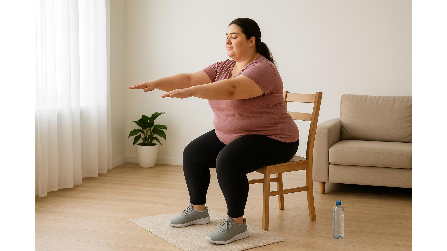 Home strength circuit for beginners with obesity: 30-minute low-impact routine using furniture support