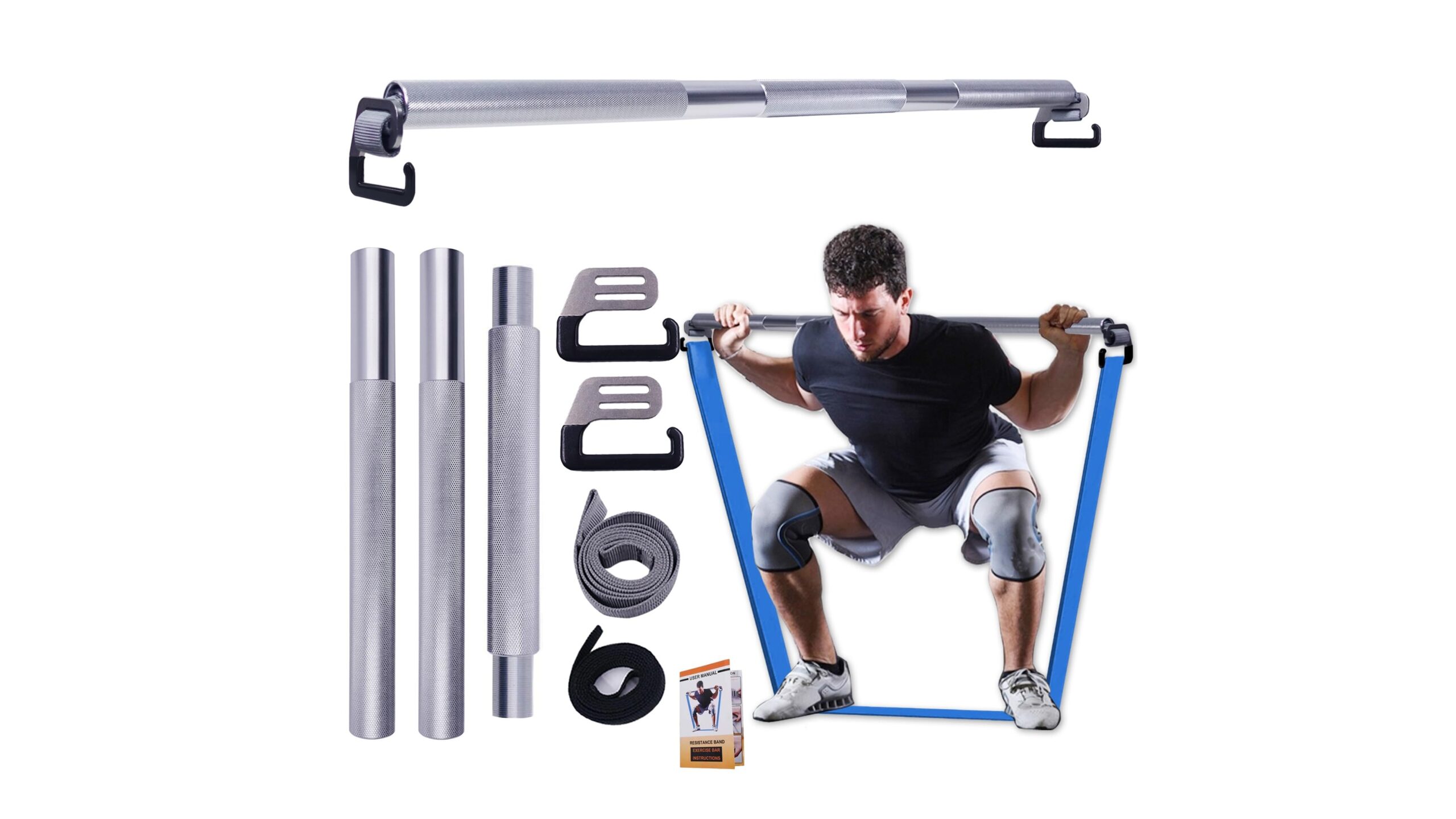 J Bryant Fitness resistance band exercise bar, turn any doorway into a full body home gym