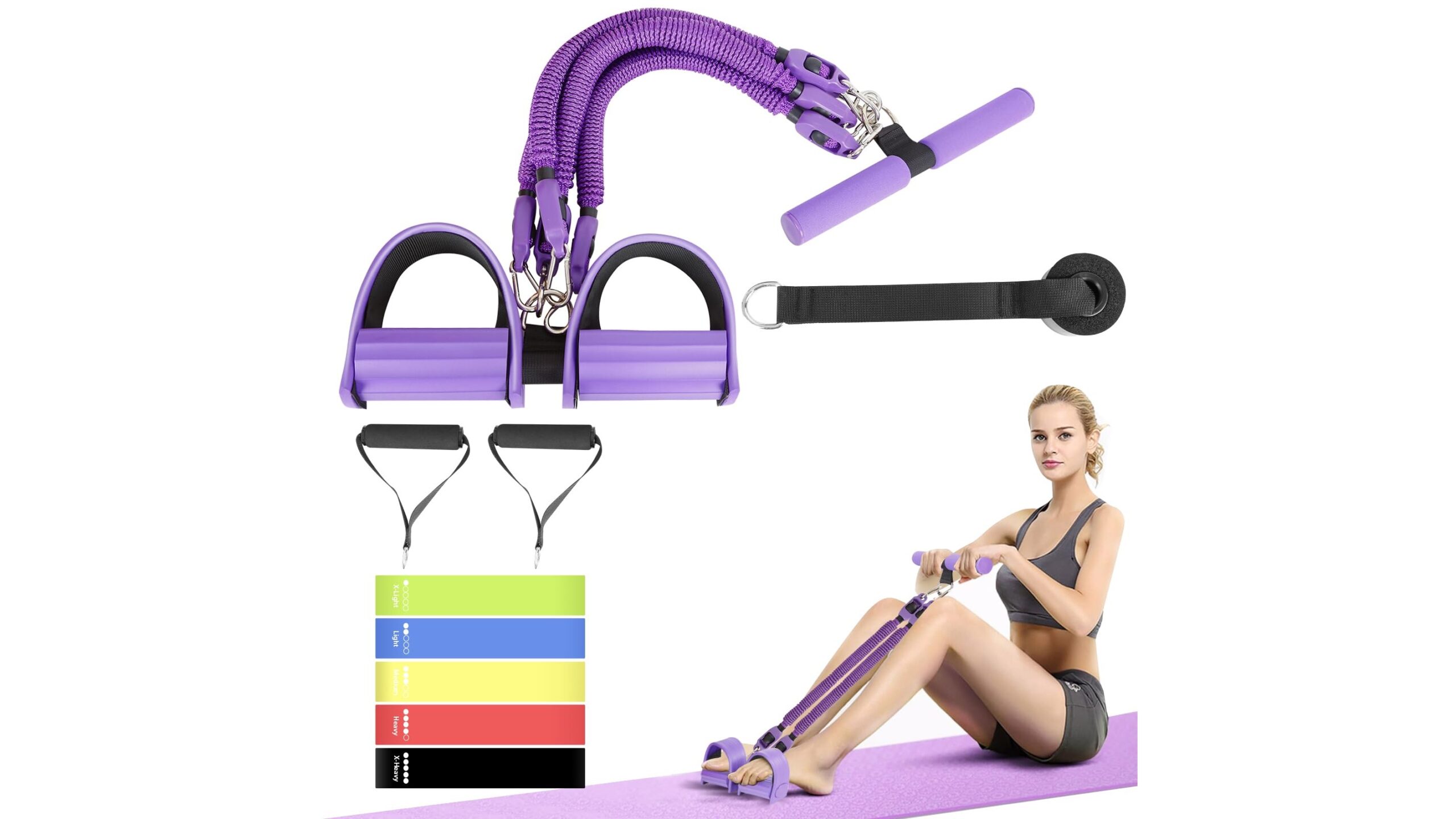 Kevanry pedal resistance band 2026 upgrade, attrezzo 2-in-1 per addominali e forza totale in poco spazio