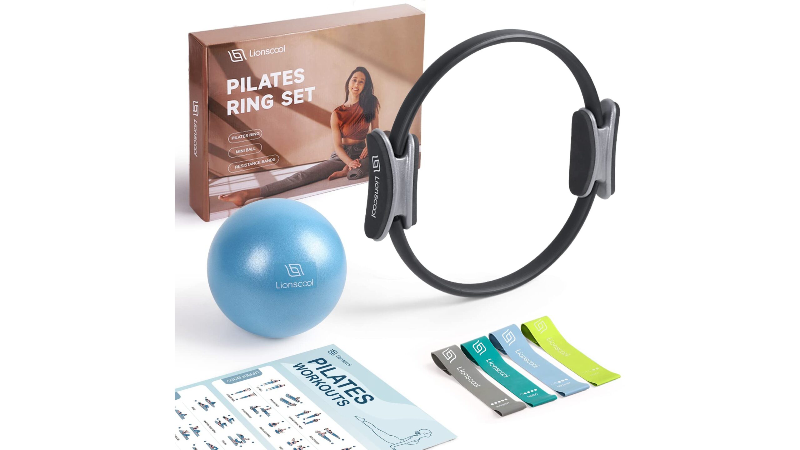 LIONSCOOL pilates ring set: complete toning kit for home workouts featured on Amazon