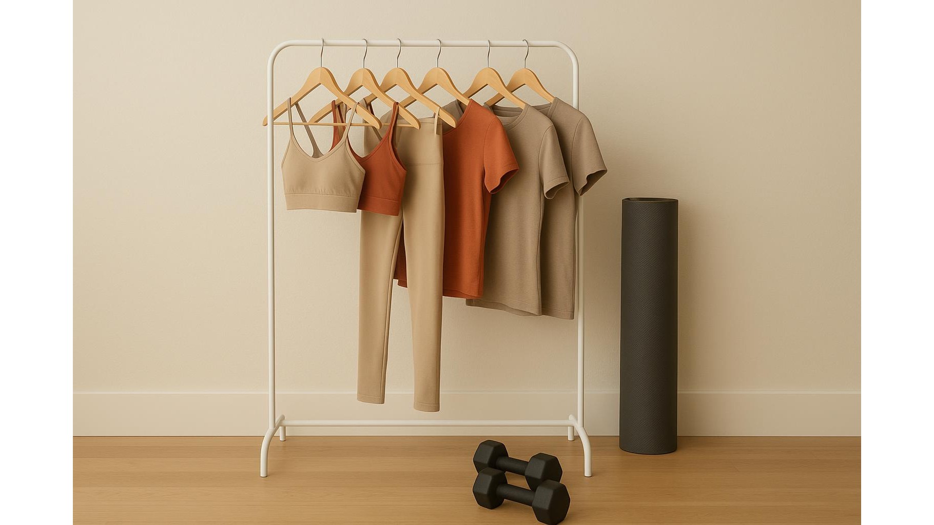 Color-coordinated home workout wardrobe: how to mix a few pieces into many outfits