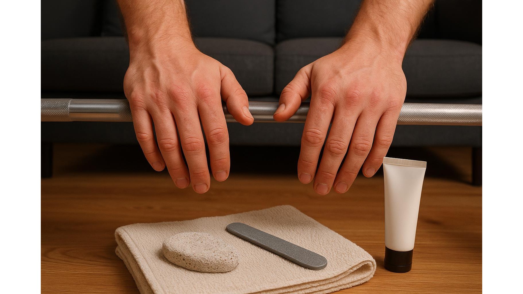 DIY hand-care routine for callus-prone home lifters using basic bathroom tools