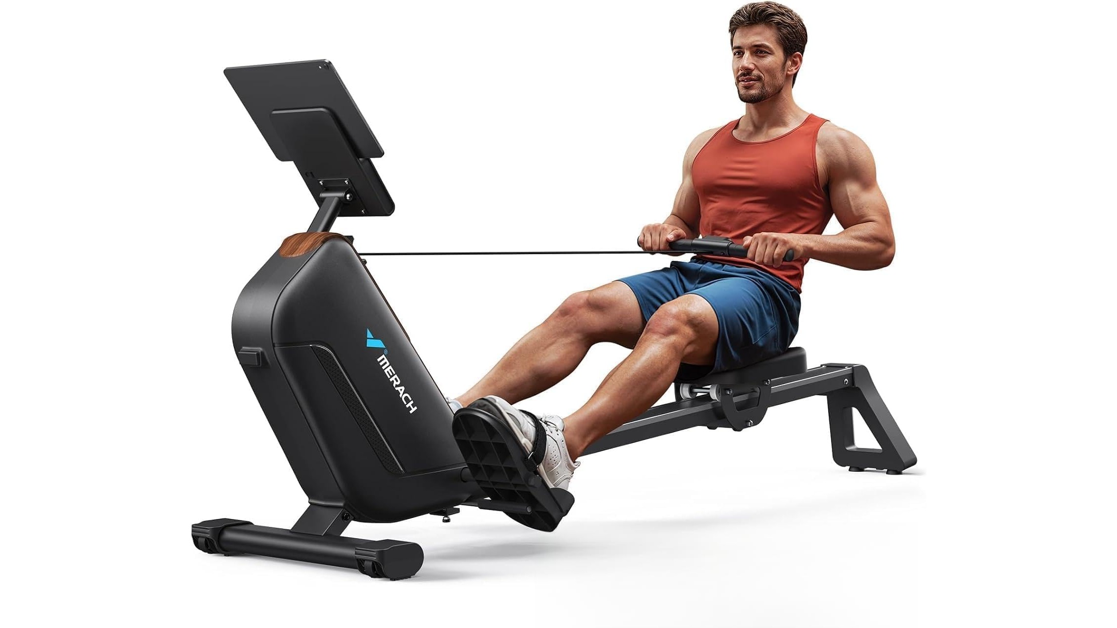 Merach rowing machine for home gym, a powerful magnetic rower perfect for those who want to row hard in the living room