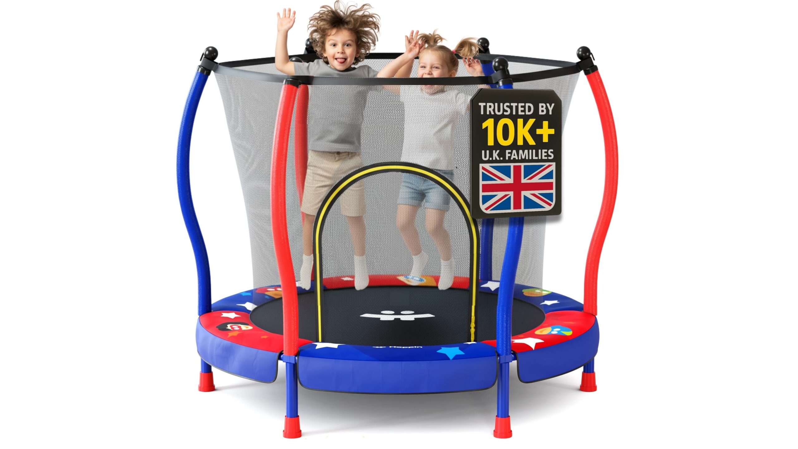 Happin 55” toddler trampoline, il mini trampolino per bambini che trasforma il soggiorno in una palestra gioco