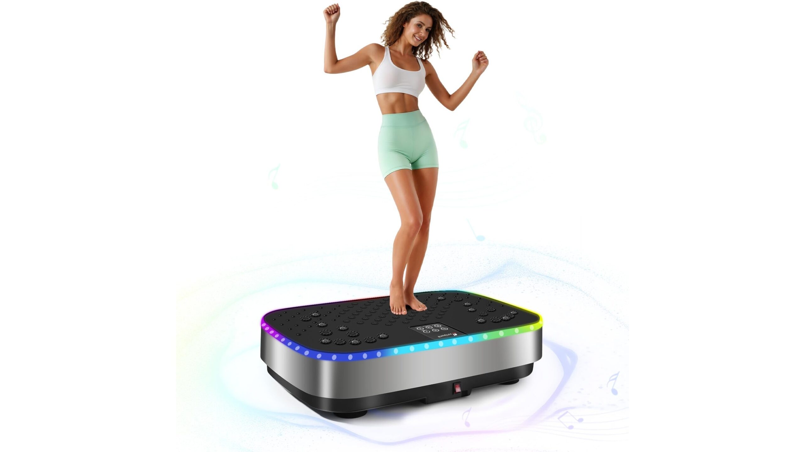 Evospark 2D&3D vibration plate, compact whole-body trainer for small home gyms on Amazon