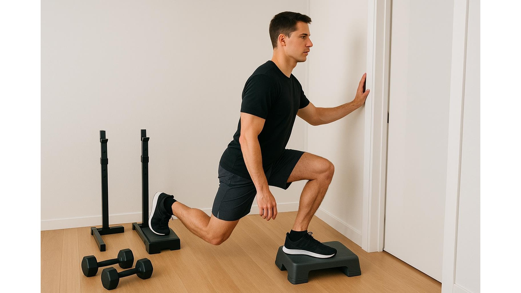 Doorway squat and lunge stations: safer alternatives to chairs in a home gym