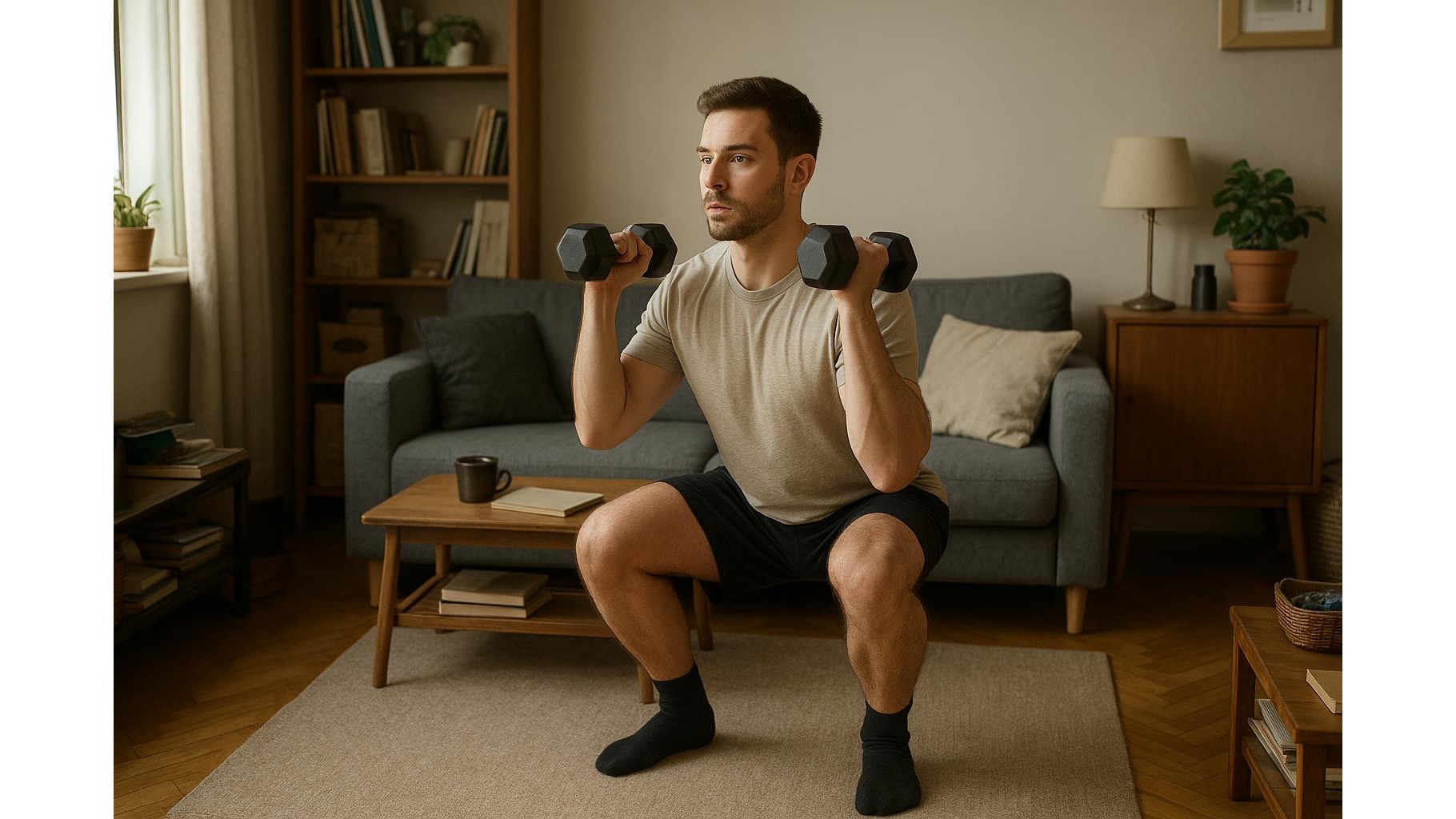 Standing-only strength circuit for cluttered homes: 25-minute full body workout with zero floor space