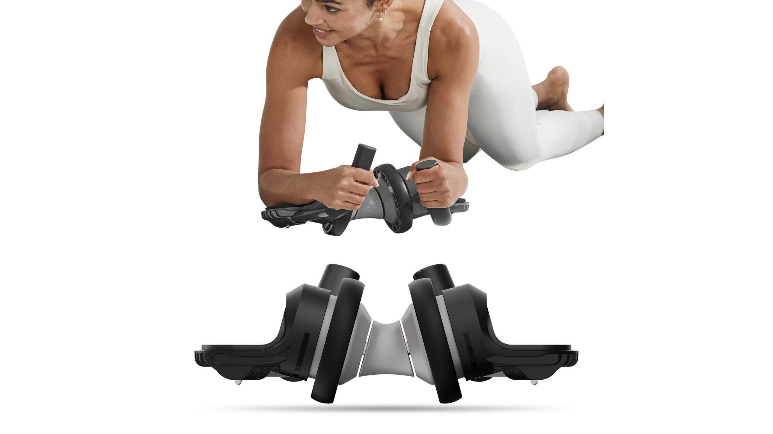 Curved ab roller sideways flex trainer, innovative core wheel for obliques at home