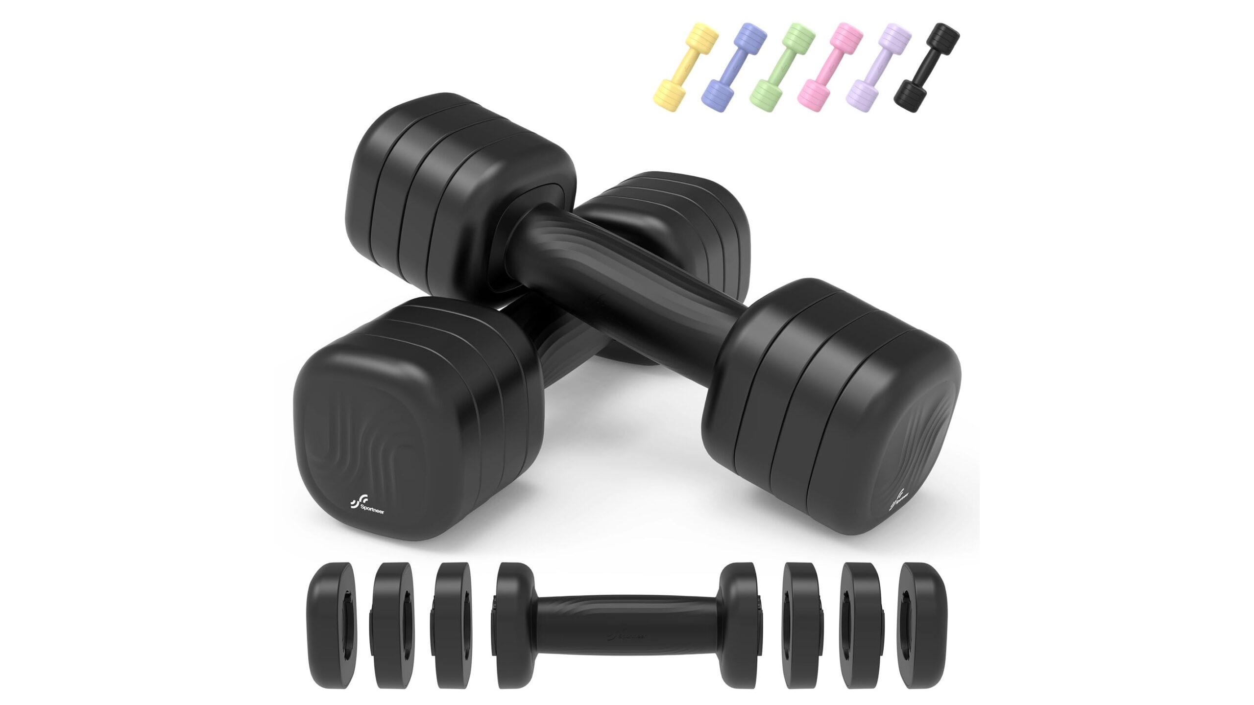 Sportneer Adjustable Dumbbells Set Women, manubri 4-in-1 salvaspazio in promozione su Amazon