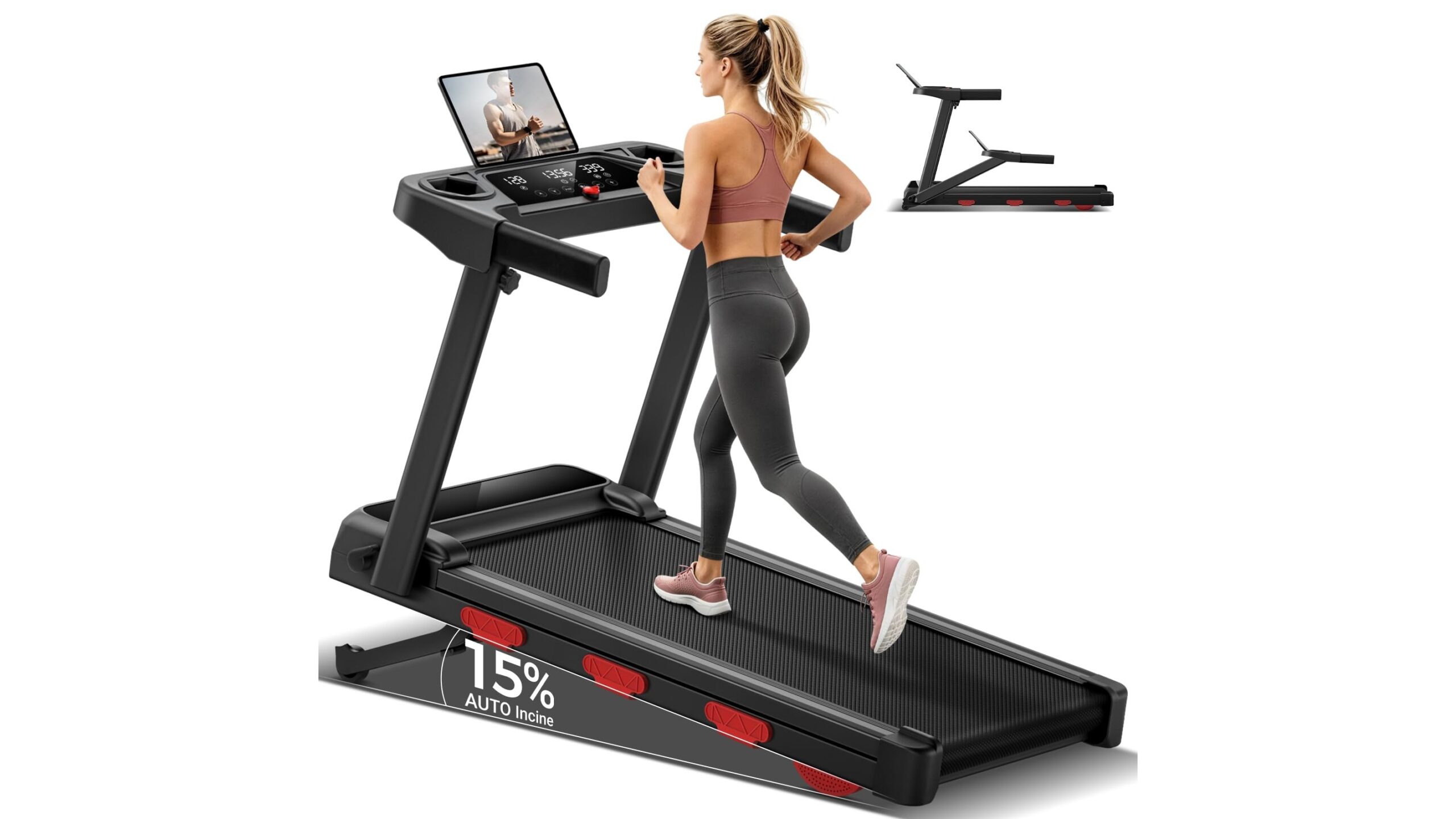 Folding treadmill 3.0 HP with incline, compact home runner with a very attractive Amazon deal