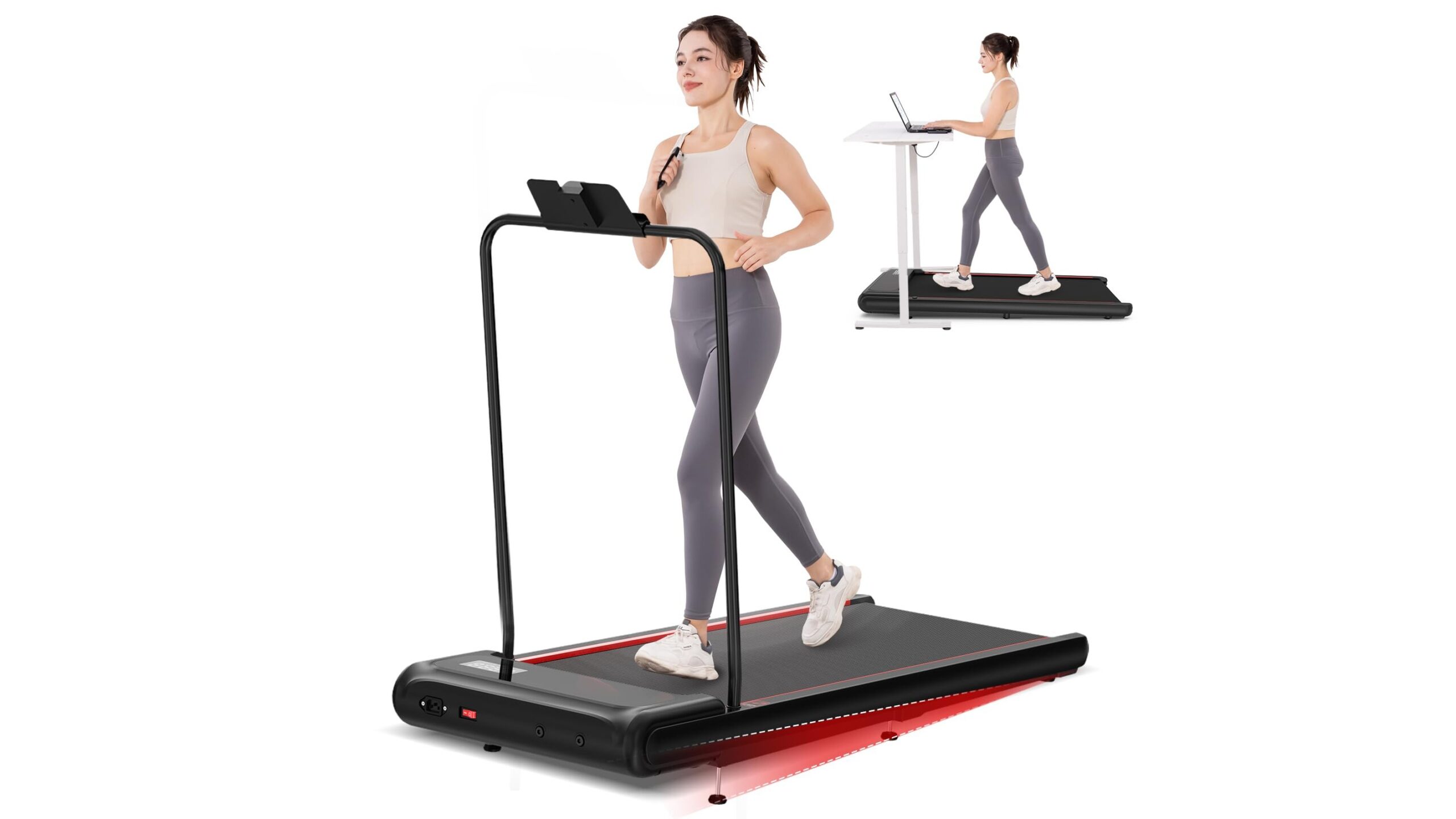 CITYSPORTS walking pad treadmill with incline and handrails, a compact all-in-one solution for home and office