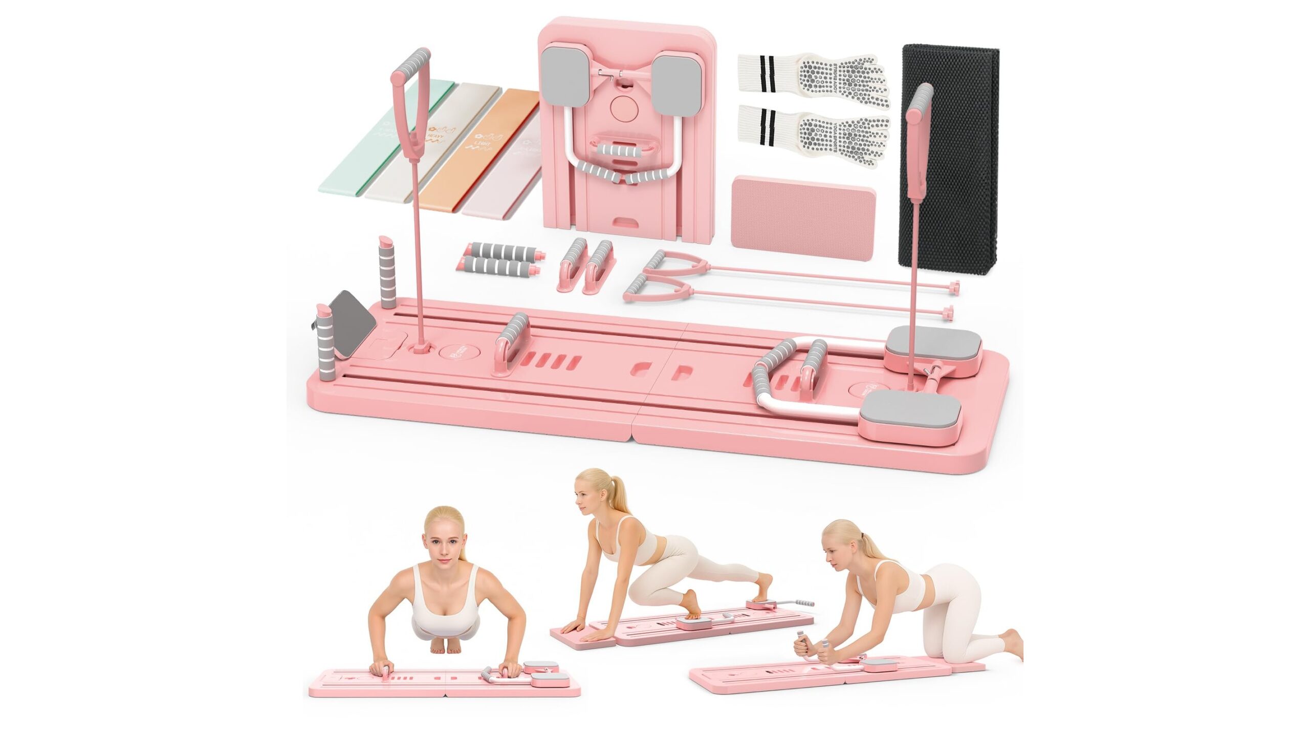 Northdeer foldable pilates reformer 8 in 1, mini stazione multifunzione per allenarti in salotto