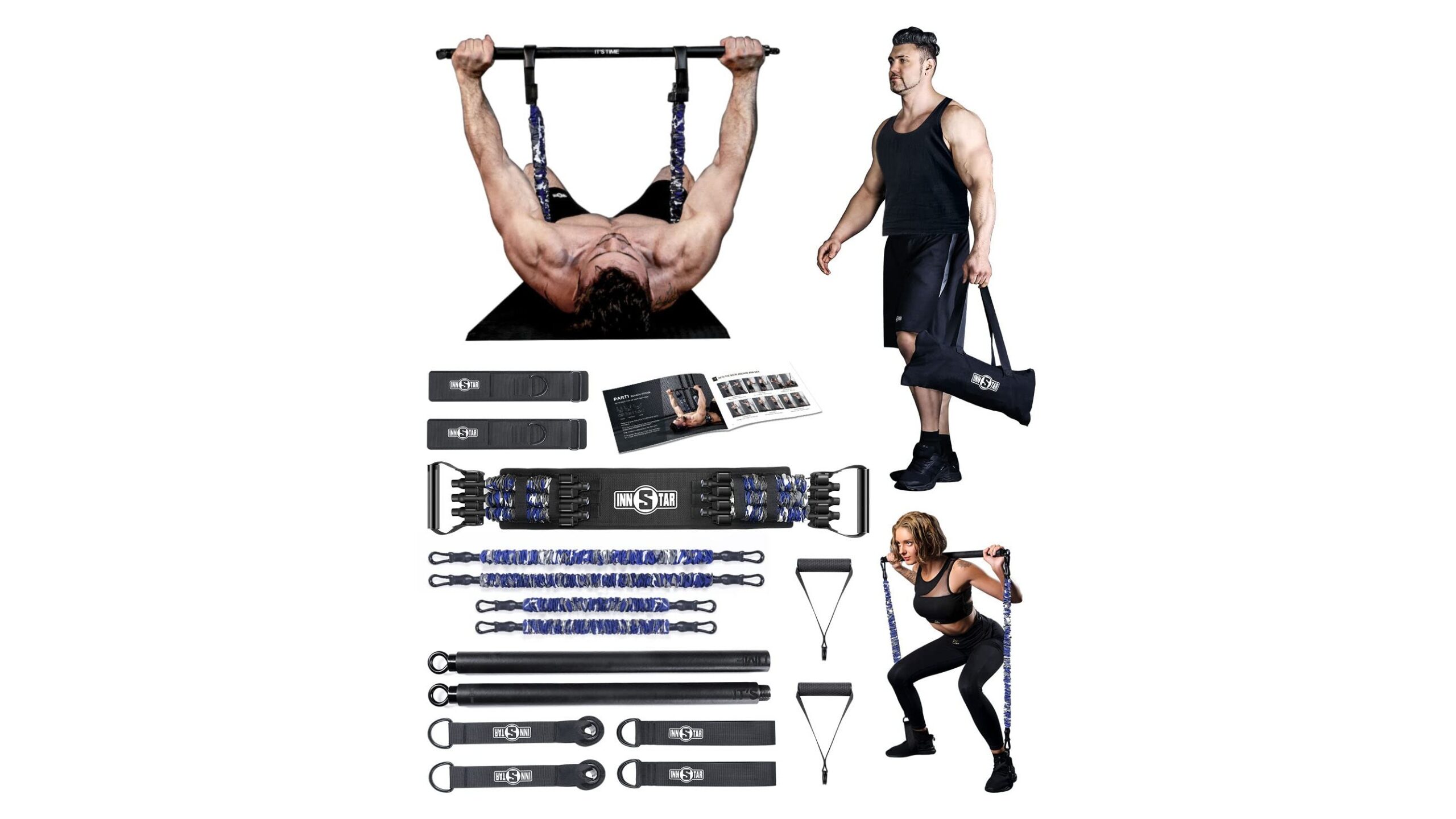INNSTAR Portable Home Gym Set, mini stazione completa per allenare tutto il corpo senza pesi ingombranti