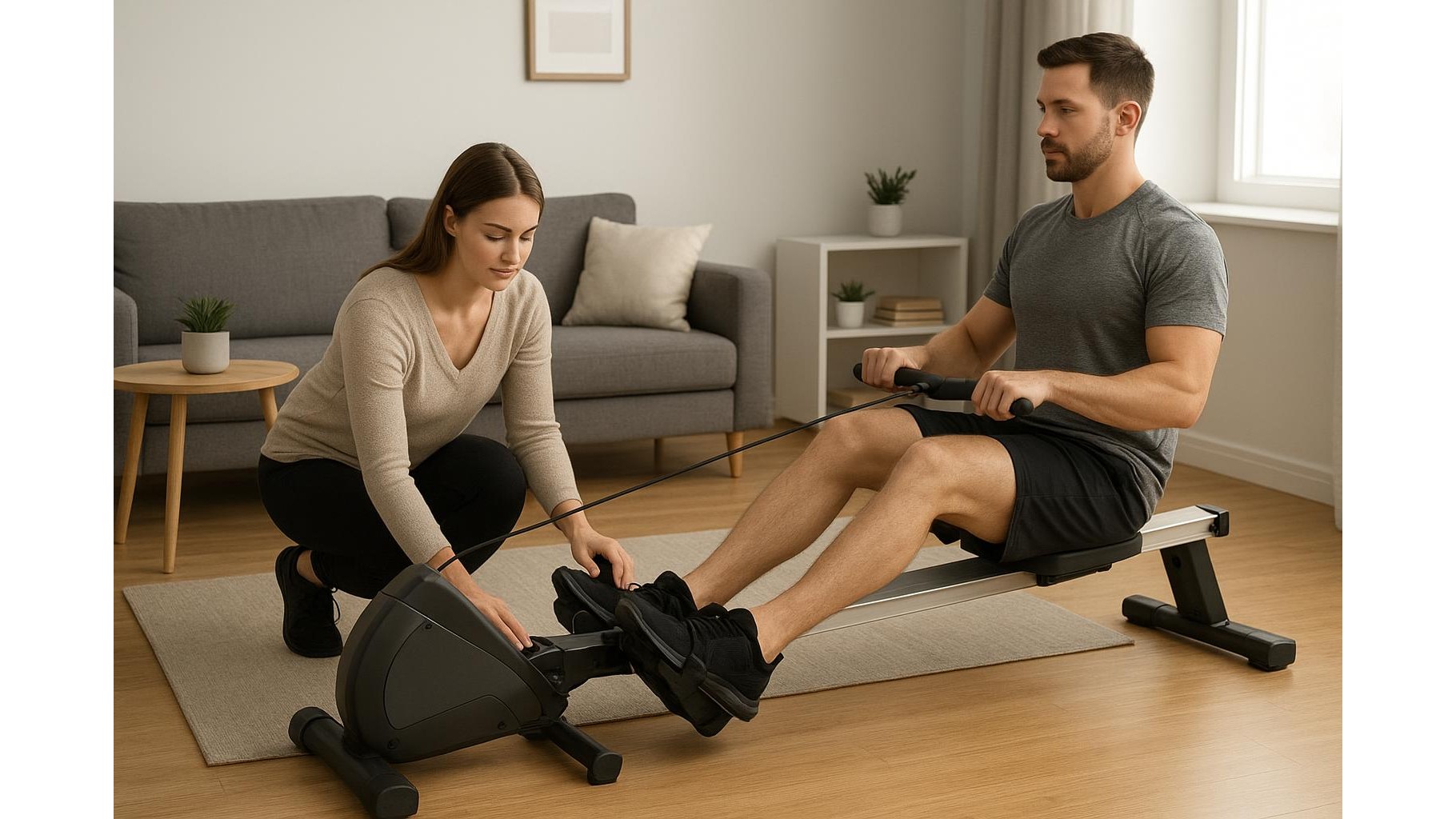 Quiet rowing at home for couples of different heights: how to choose a compact machine that fits you both