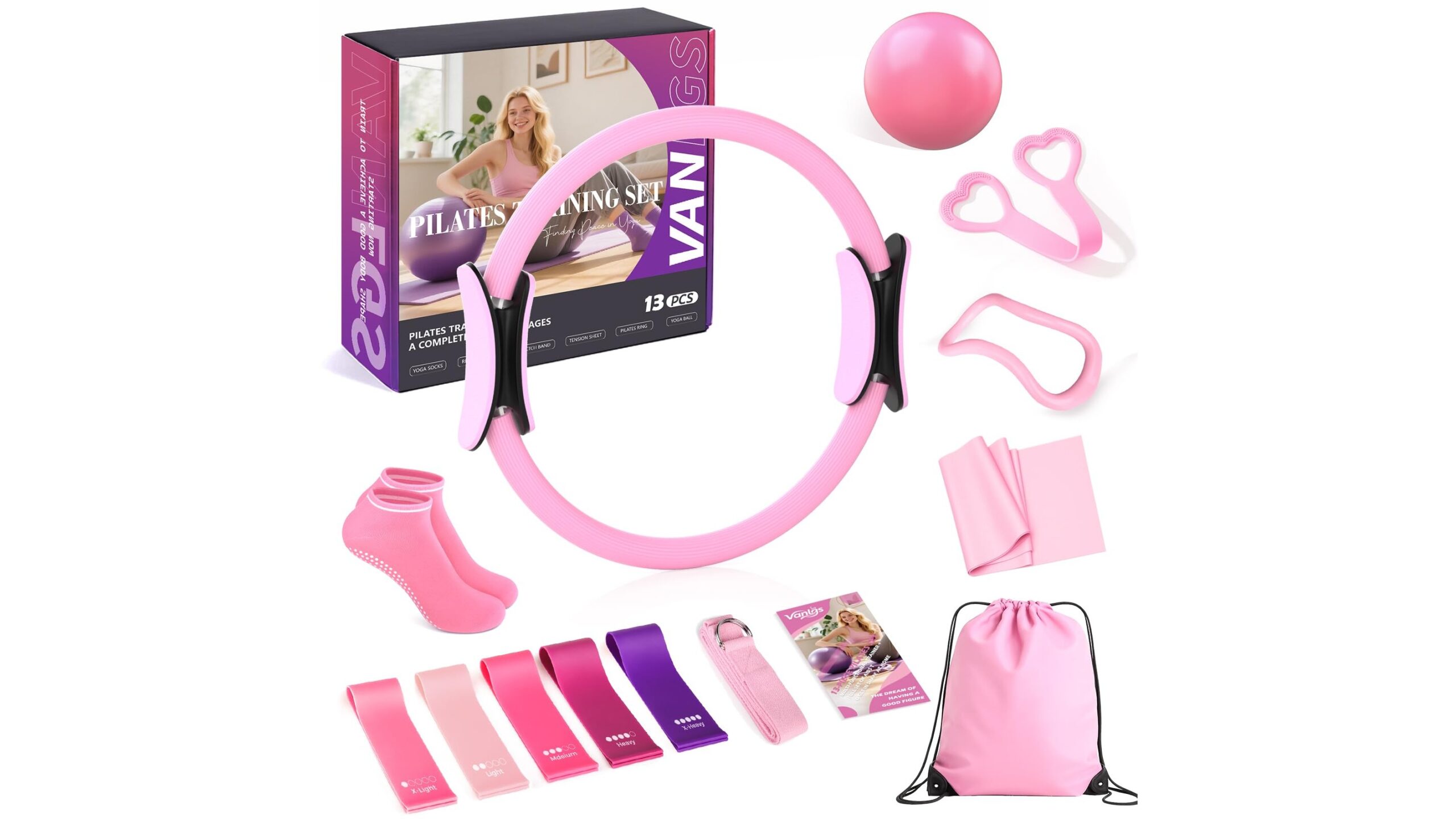 Pilates kit 13pcs, a complete starter bundle for low-impact training at home