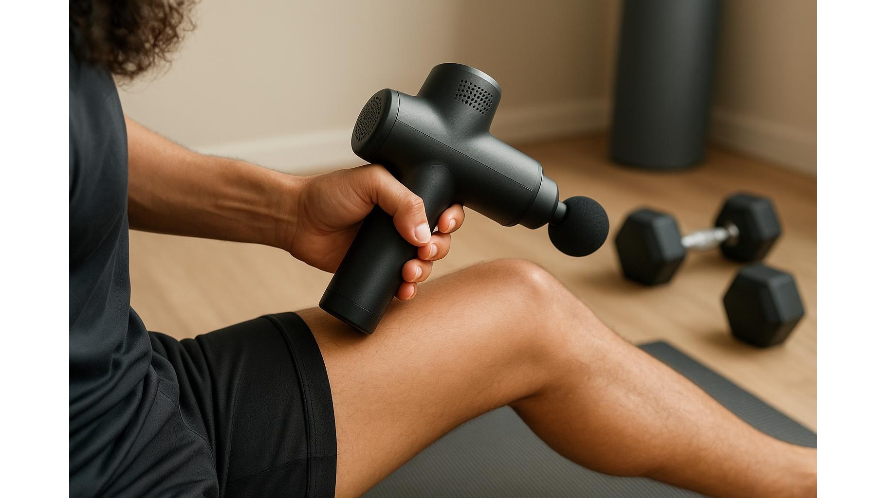How to use a percussion massage gun safely at home on neck, back and legs